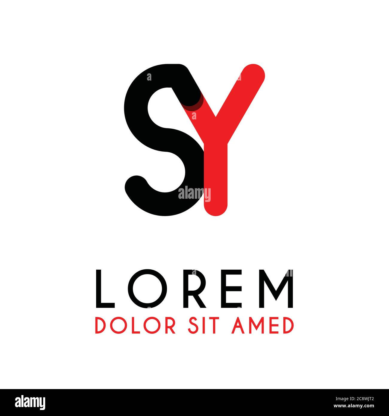 initial Letter SY with red Black and has rounded corners Stock Vector