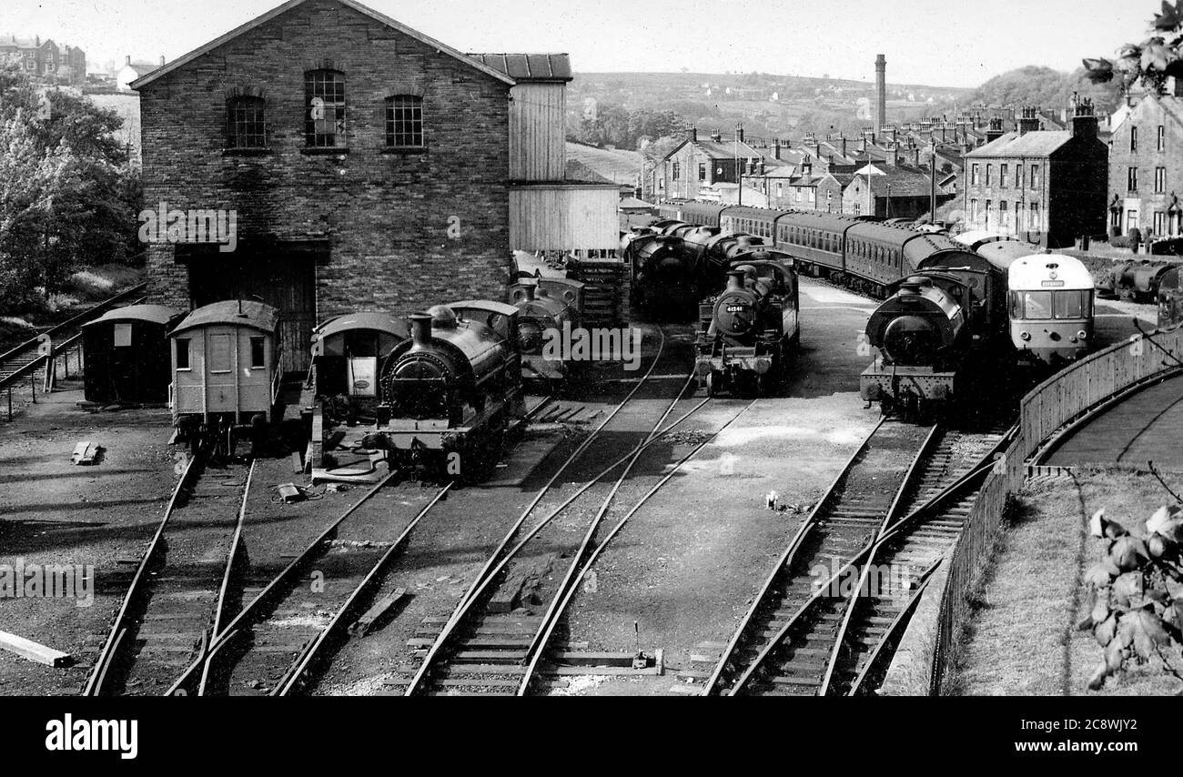 Steam engines / steam trains at Haworth, 1972 Stock Photo