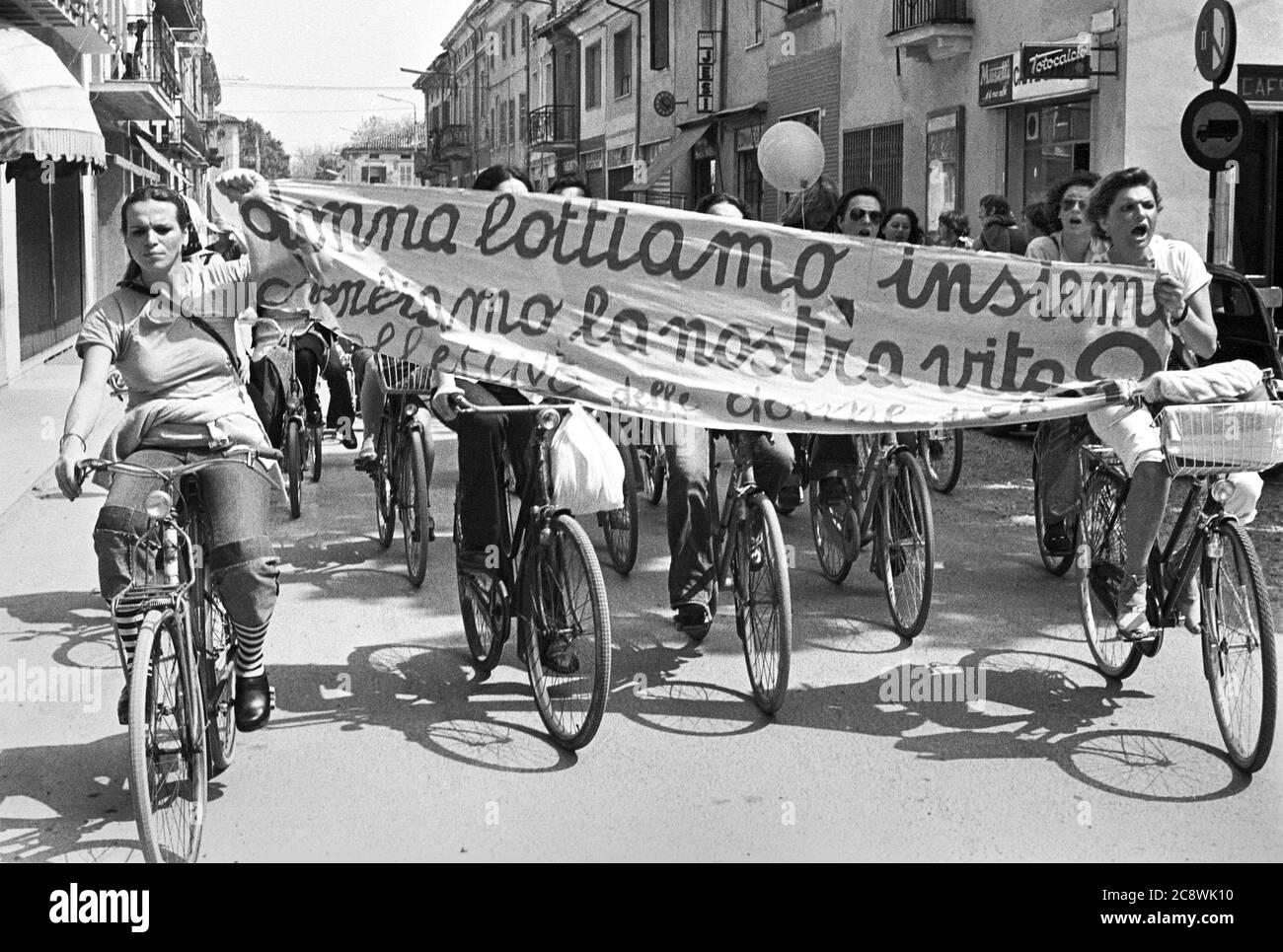 Italy, demonstration against the  nuclear power station of Caorso (April 1977) Stock Photo