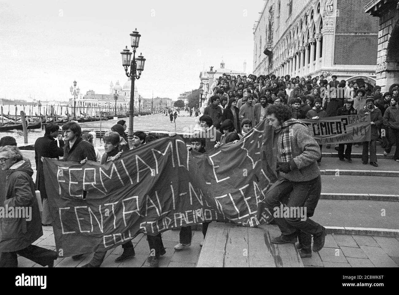 Venice (Italy), demonstration against the government committee for the nuclear safety (January 1980) Stock Photo