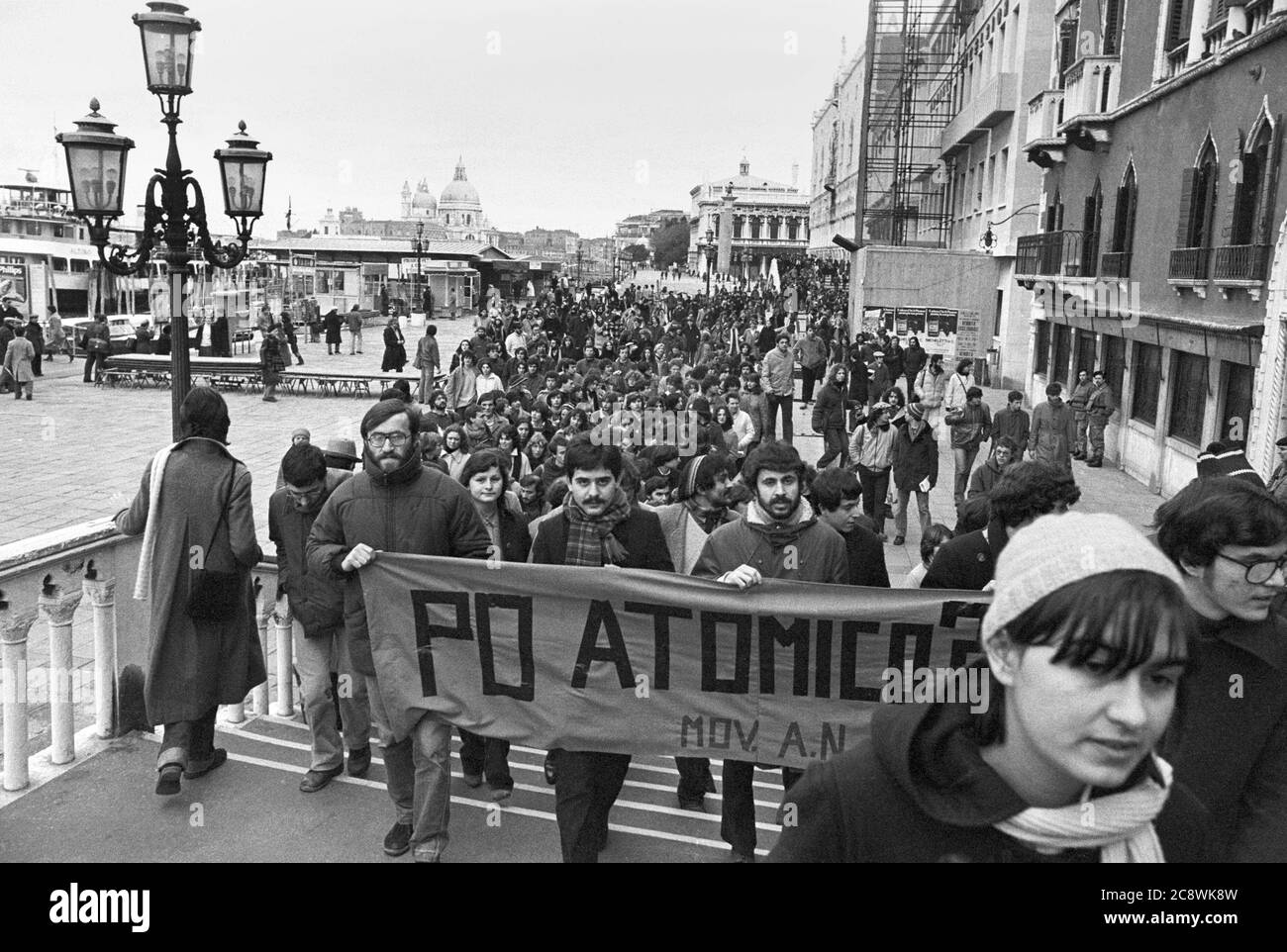 Venice (Italy), demonstration against the government committee for the nuclear safety (January 1980) Stock Photo