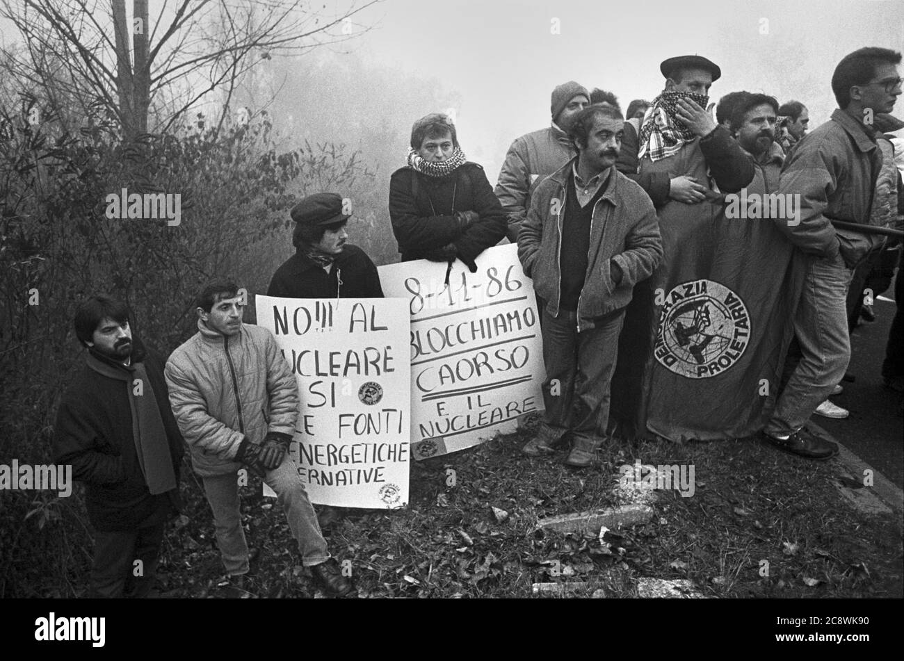Italy, demonstration against Caorso  nuclear power station  (October 1986) Stock Photo