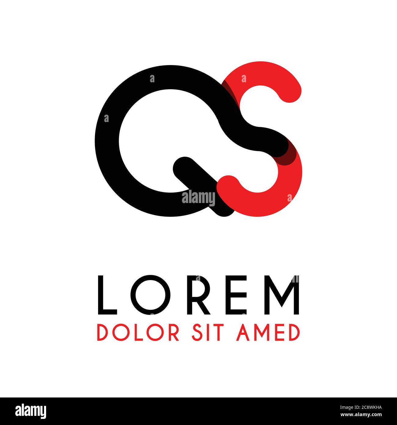 initial Letter QS with red Black and has rounded corners Stock Vector