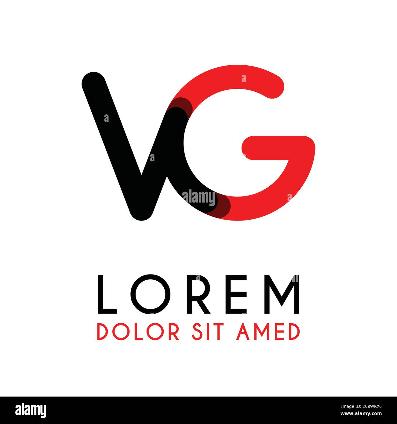 initial Letter VG with red Black and has rounded corners Stock Vector ...
