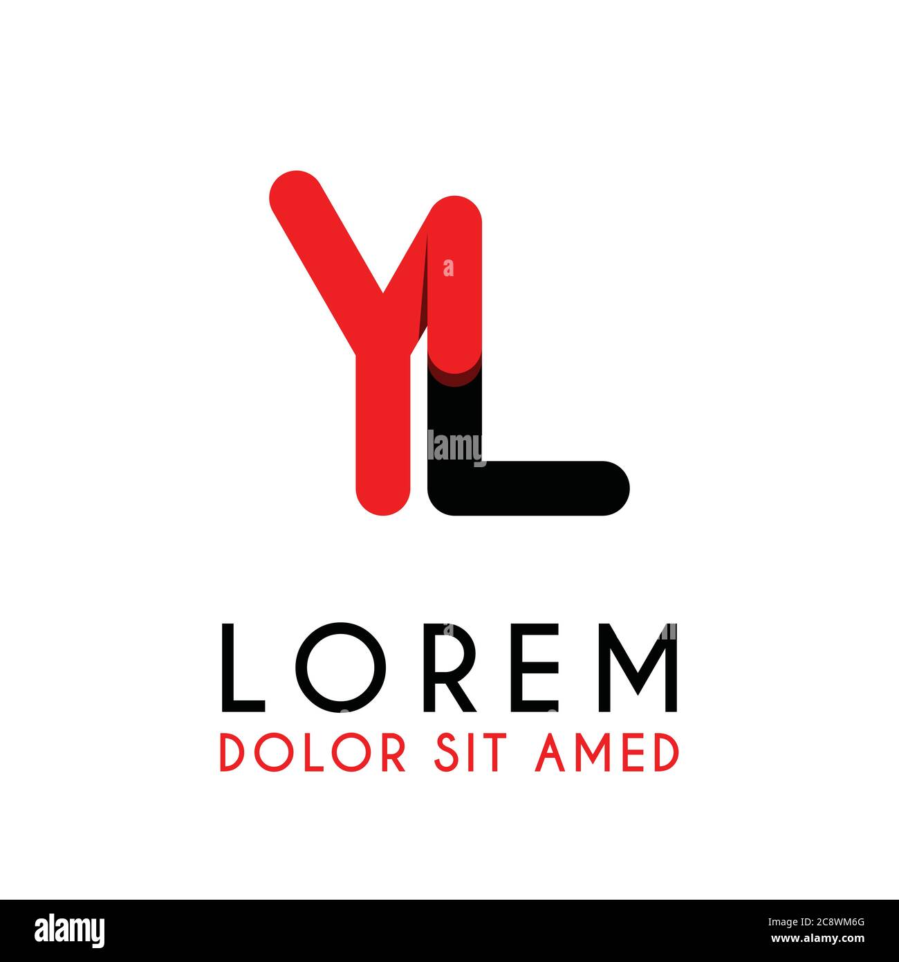 initial Letter YL with red Black and has rounded corners Stock Vector
