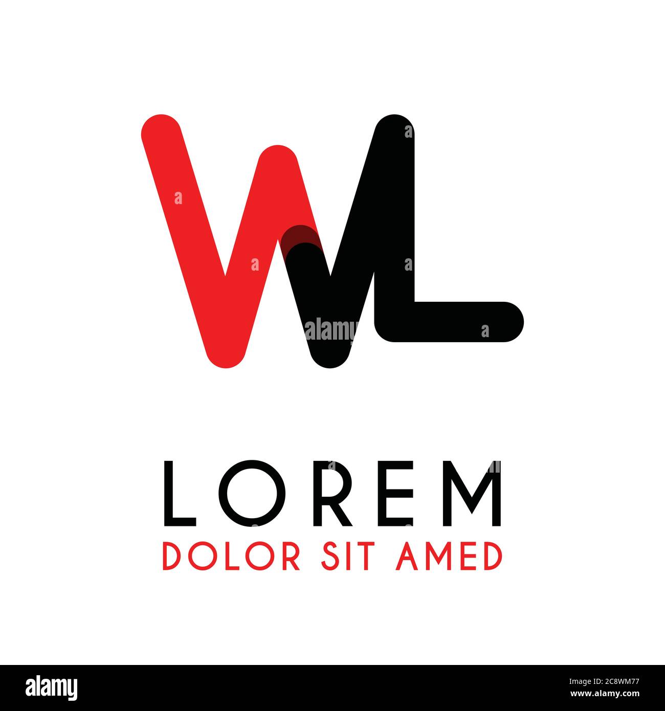 initial Letter WL with red Black and has rounded corners Stock Vector ...