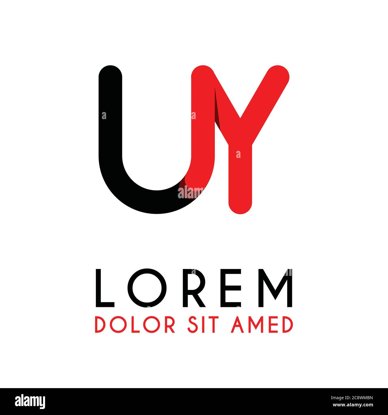 initial Letter UY with red Black and has rounded corners Stock Vector ...