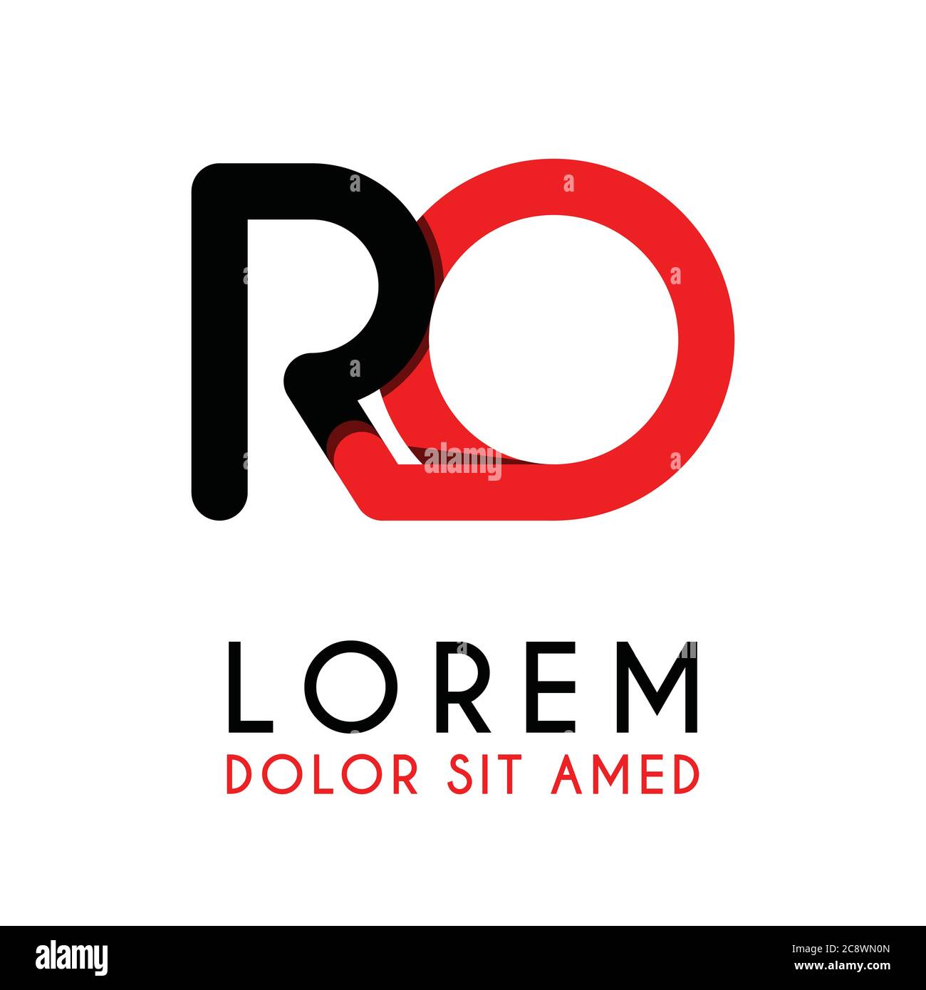 initial Letter RO with red Black and has rounded corners Stock Vector ...