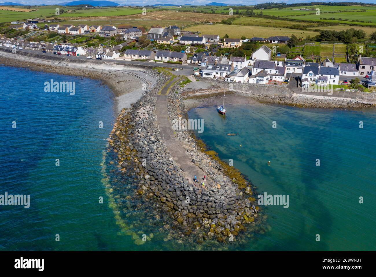 Aerial view of Port William harbour and village, Luce Bay, Dumfries &  Galloway, Scotland Stock Photo - Alamy