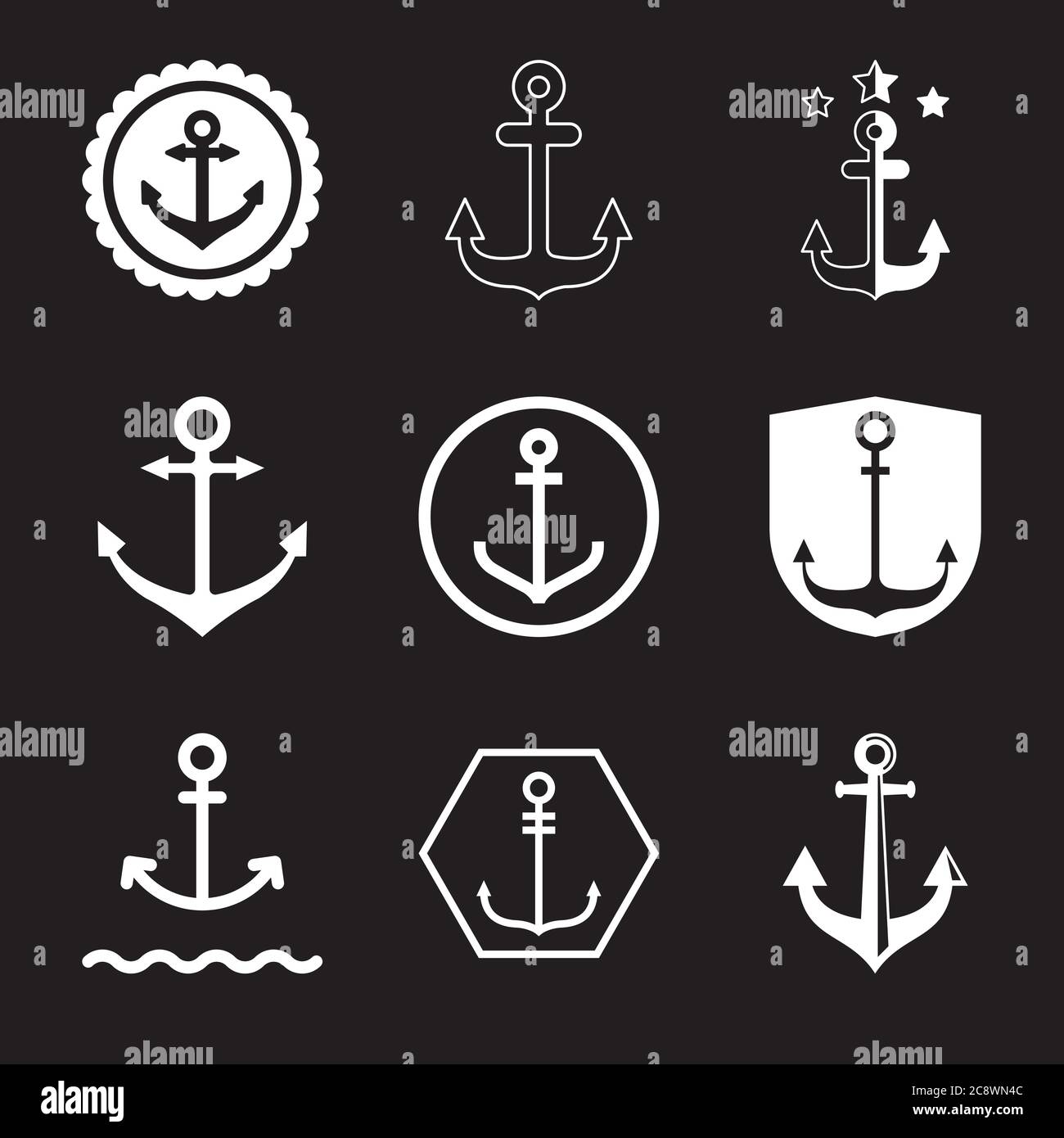 Anchor icon. Anchored flat vector icon for apps and websites Stock ...