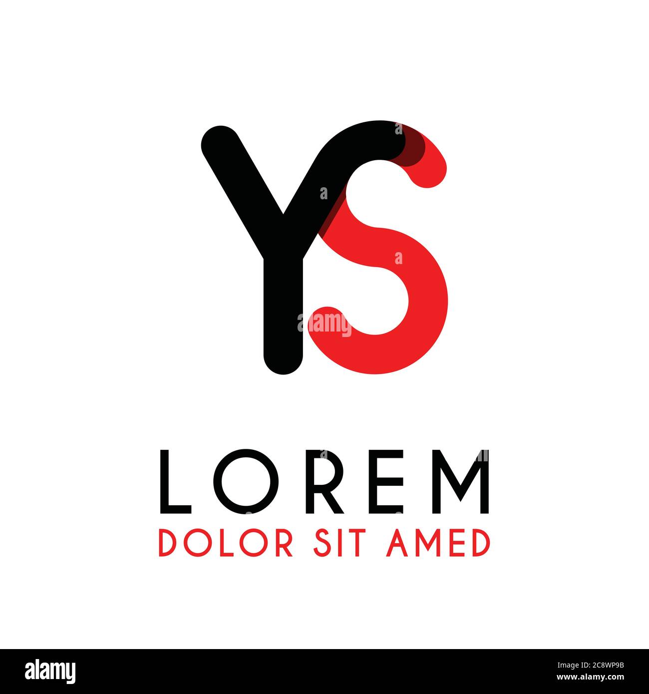 initial Letter YS with red Black and has rounded corners Stock Vector