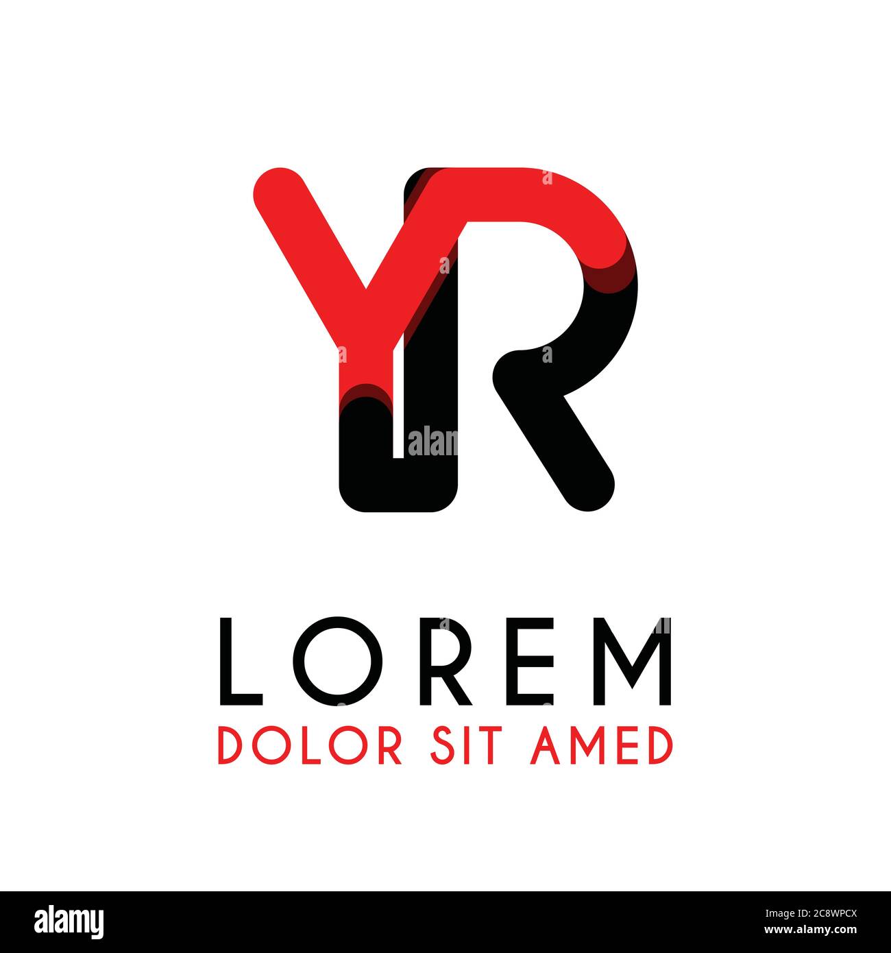 initial Letter YR with red Black and has rounded corners Stock Vector ...