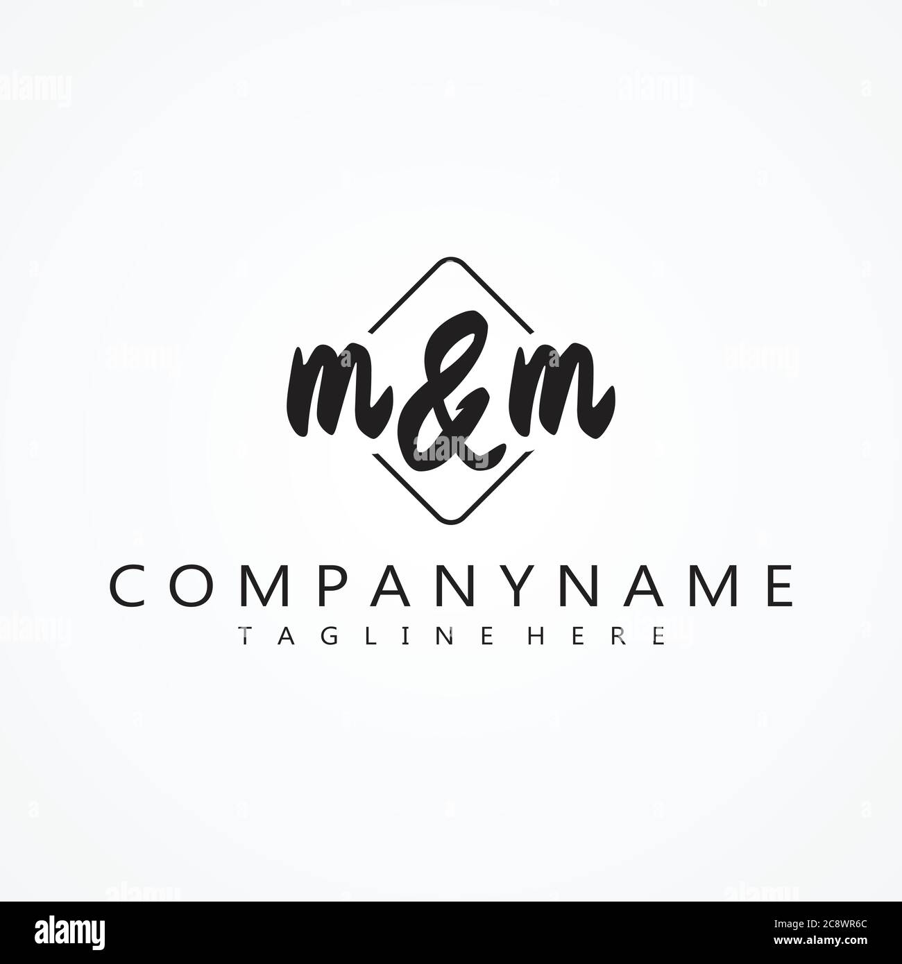 M & M Initial handwriting symbol design concept. Letter symbol