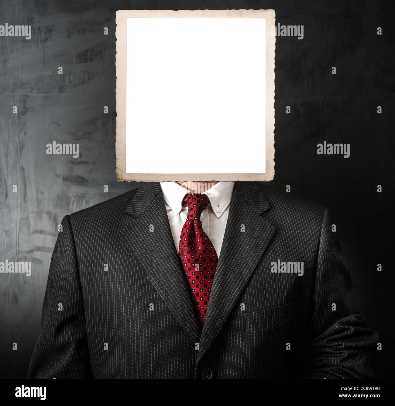 candidate job interview without a face on dark background Stock Photo