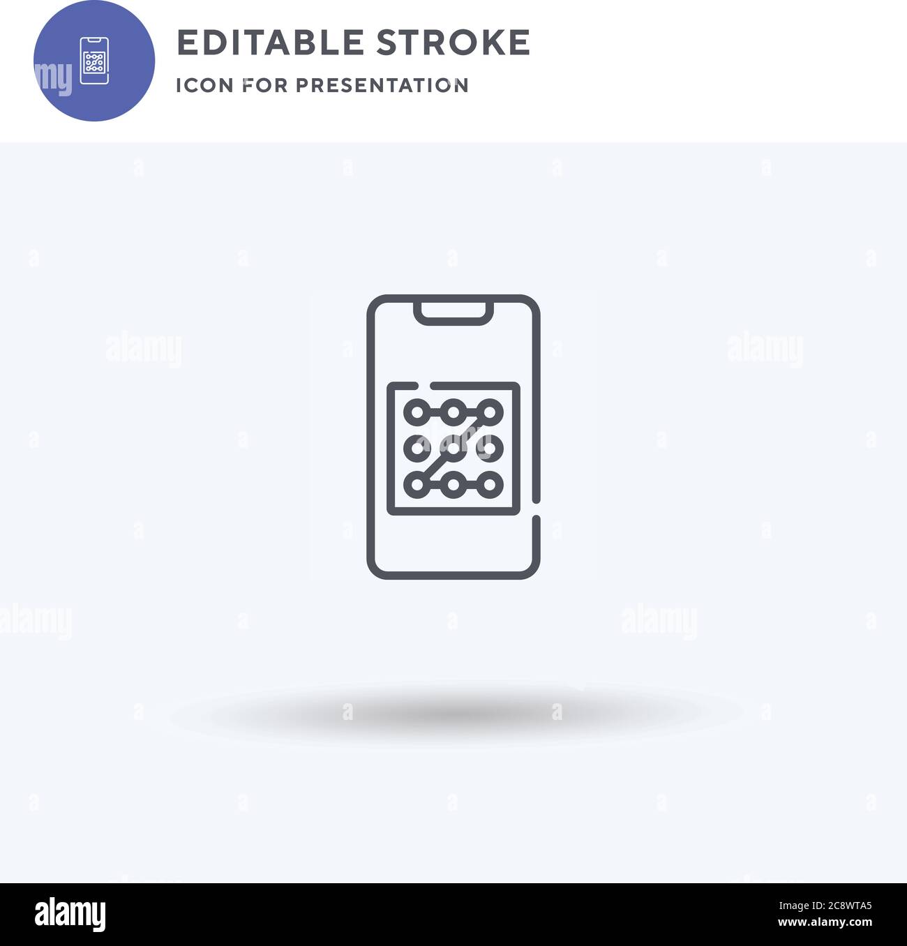 Pattern Lock icon vector, filled flat sign, solid pictogram isolated on white, logo illustration. Pattern Lock icon for presentation. Stock Vector