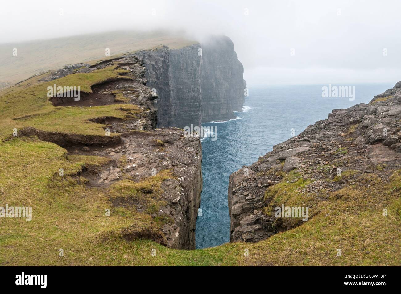 View from the bottom of Traelanipa, also known as the slave cliff. Stock Photo