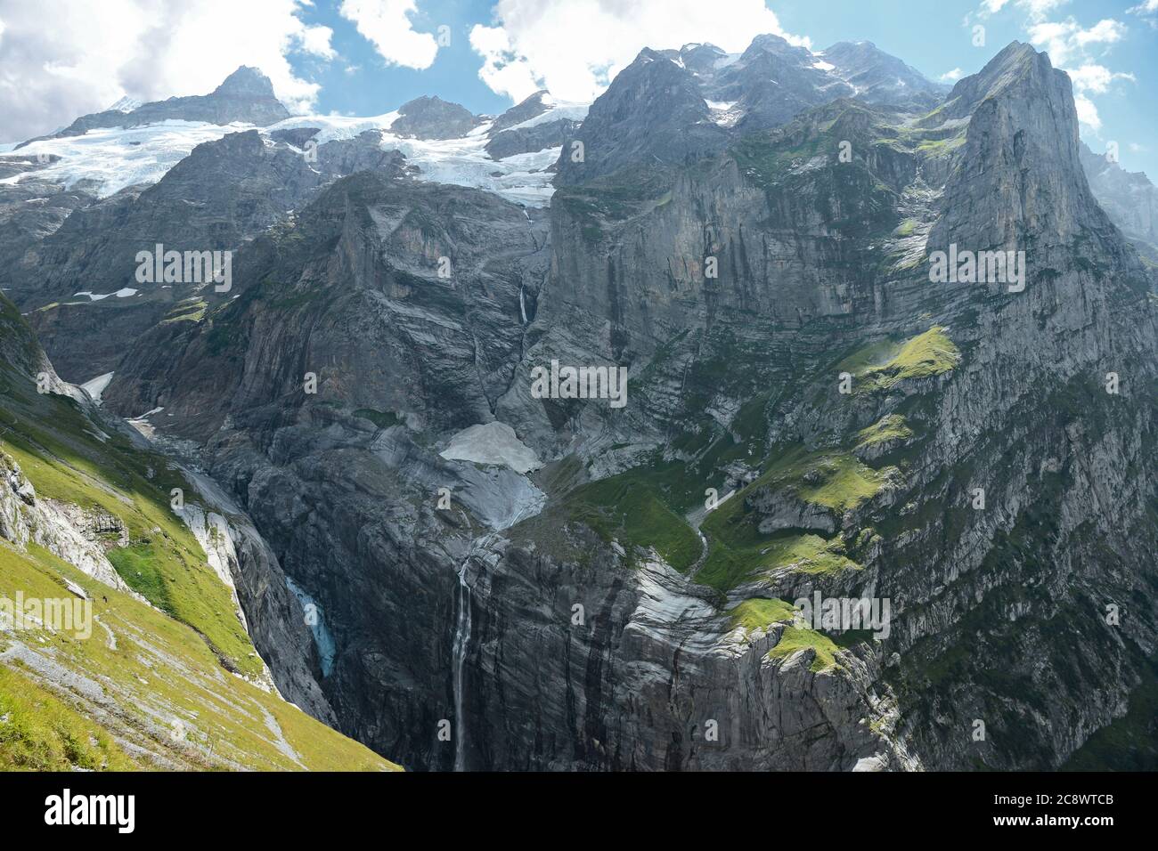 Dramatic mountain landscape on the way to the Gleckstein cabin. Stock Photo