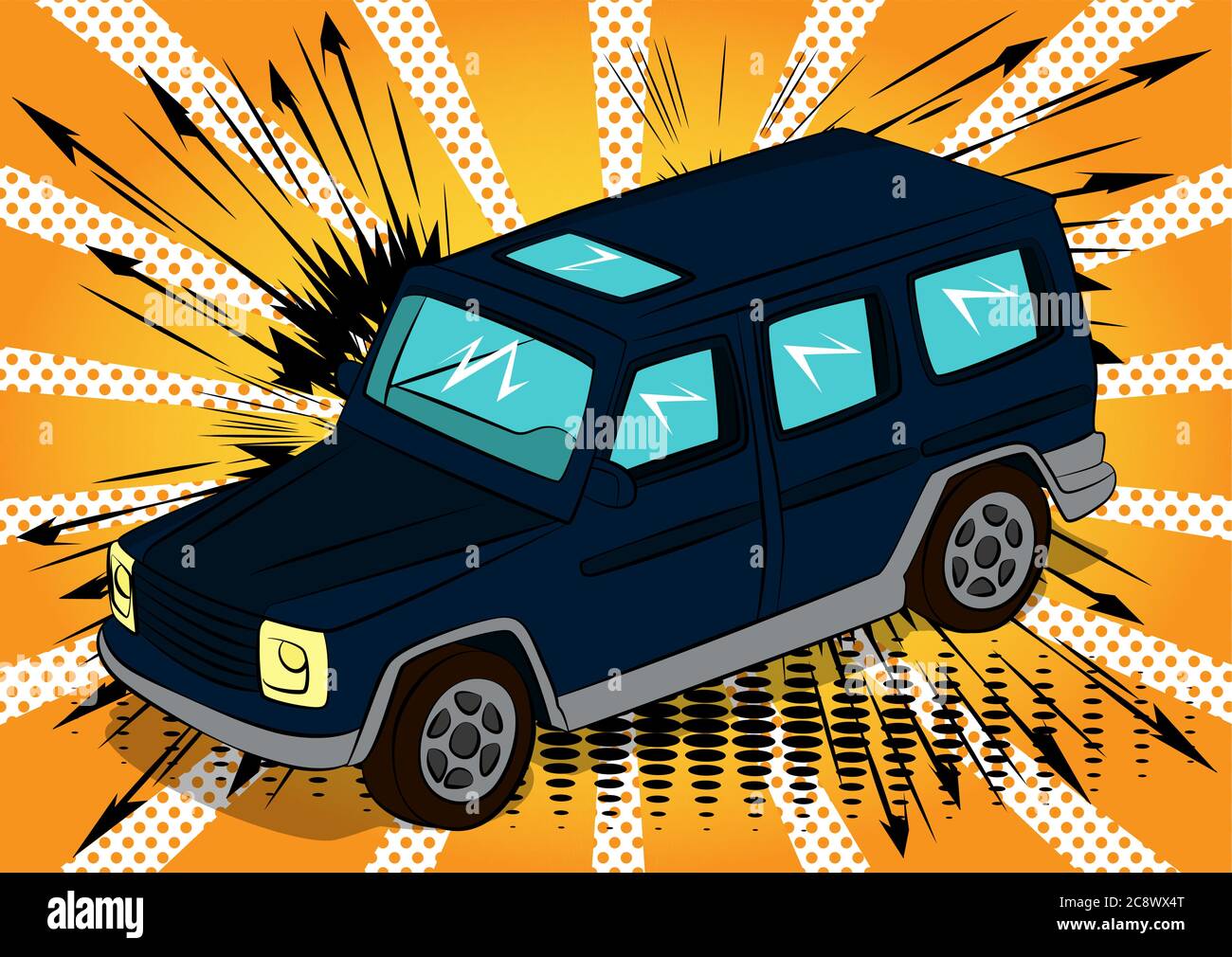 Comic book style, cartoon vector illustration of a cool European Luxury ...