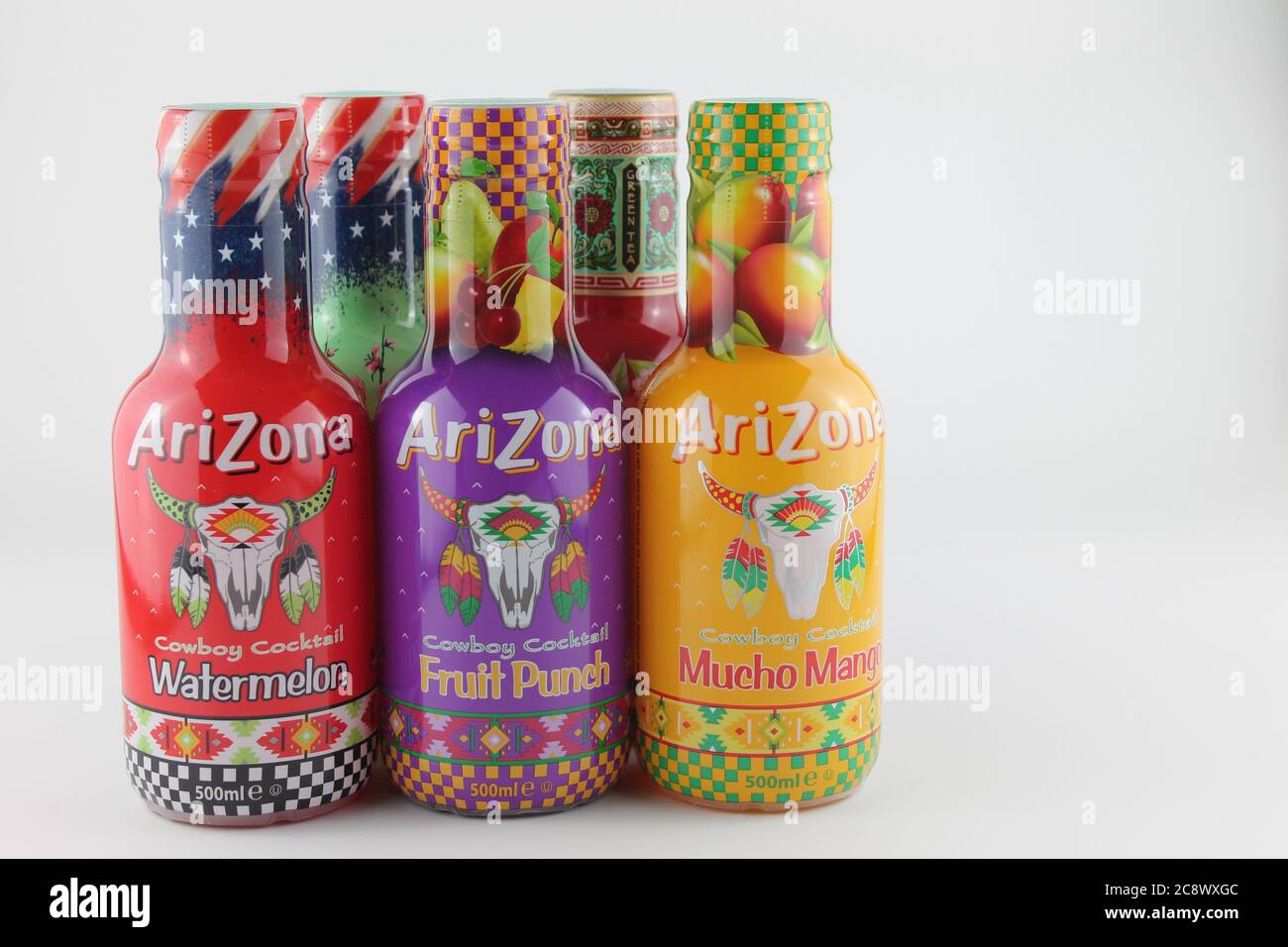 bottles of Arizona cowboy cocktails isolated on a white background