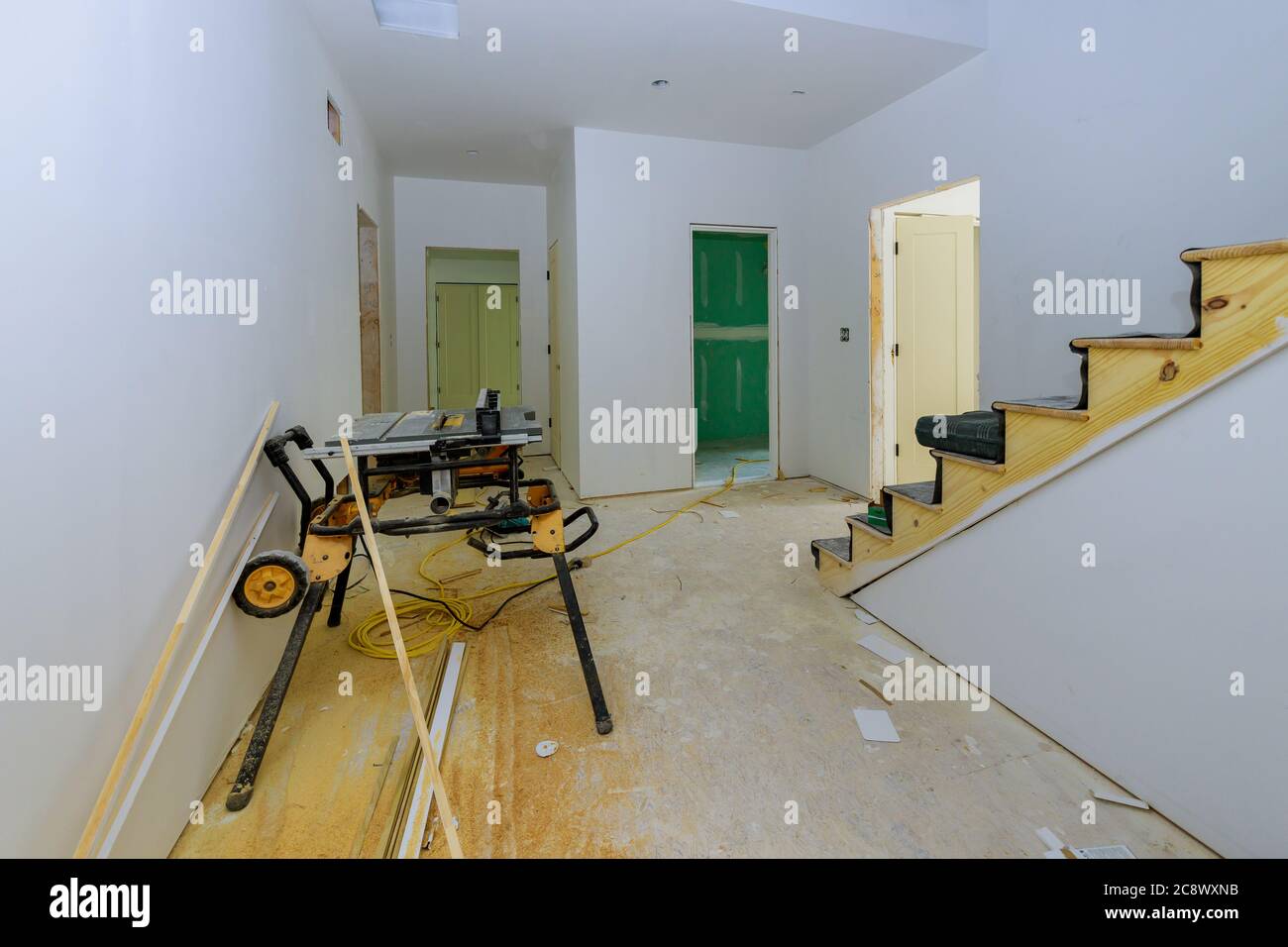 Gypsum board ceiling house construction hires stock photography and