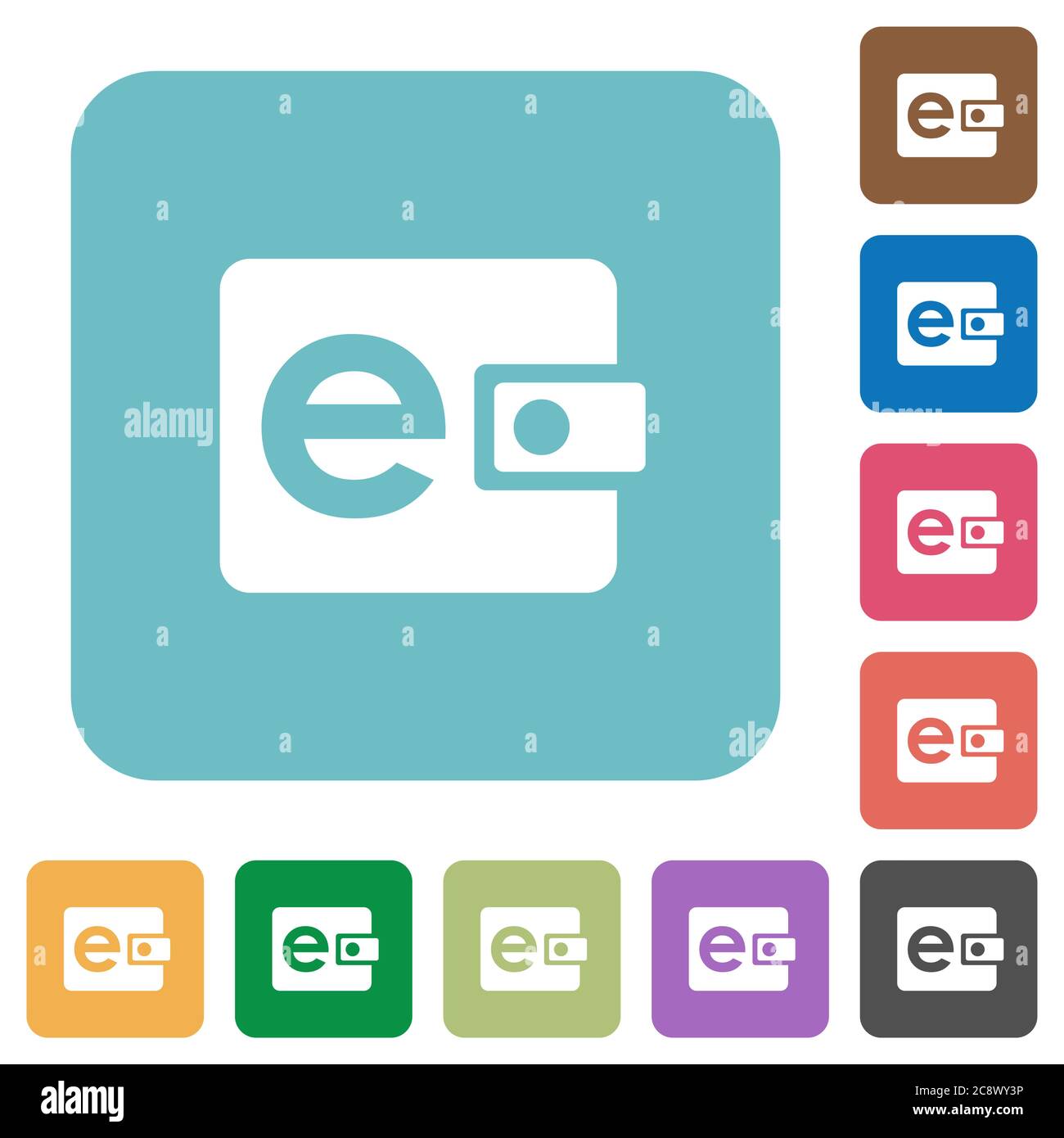 Flat e-wallet icons on rounded square color backgrounds Stock Vector ...