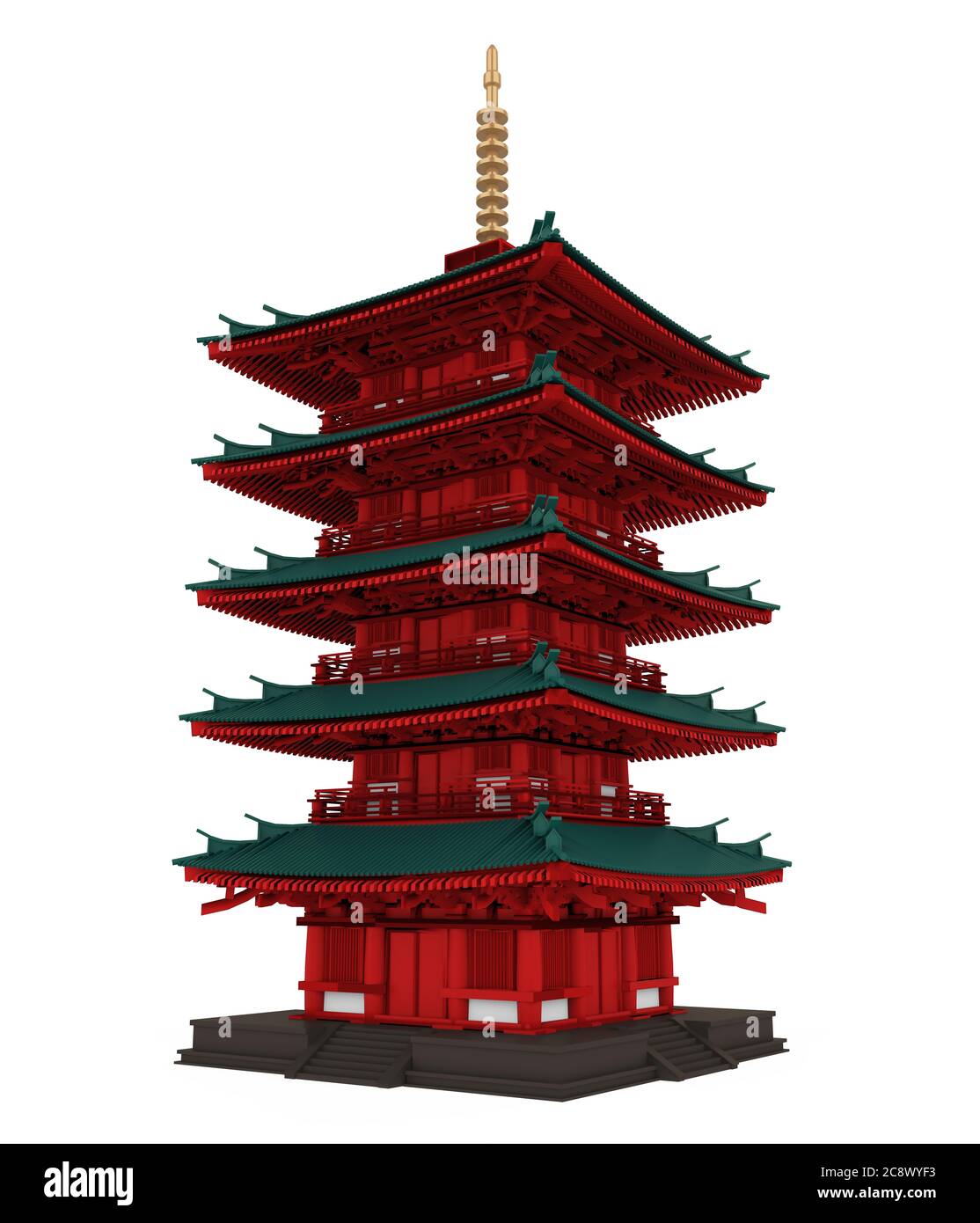 Pagoda Tower Isolated Stock Photo