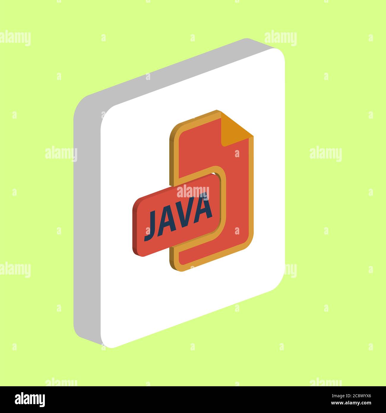 JAVA programming Simple vector icon. Illustration symbol design template for web mobile UI element. Perfect color isometric pictogram on 3d white squa Stock Vector