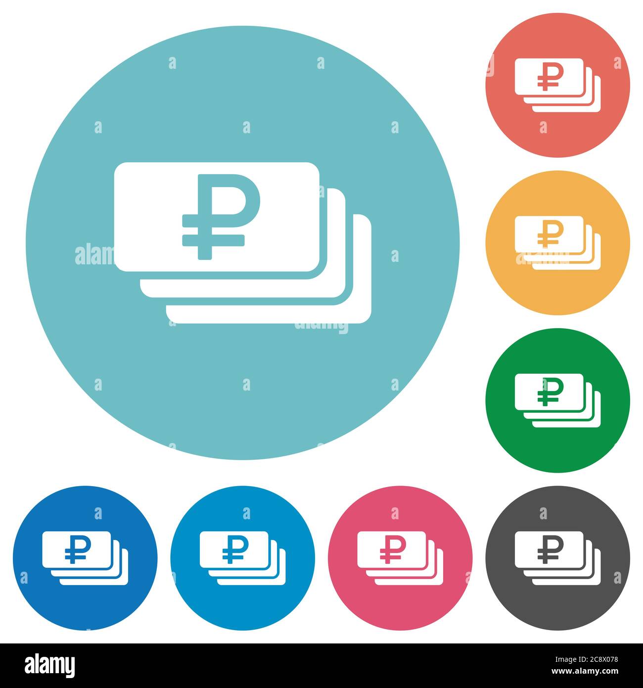 Flat Ruble banknotes icon set on round color background Stock Vector ...
