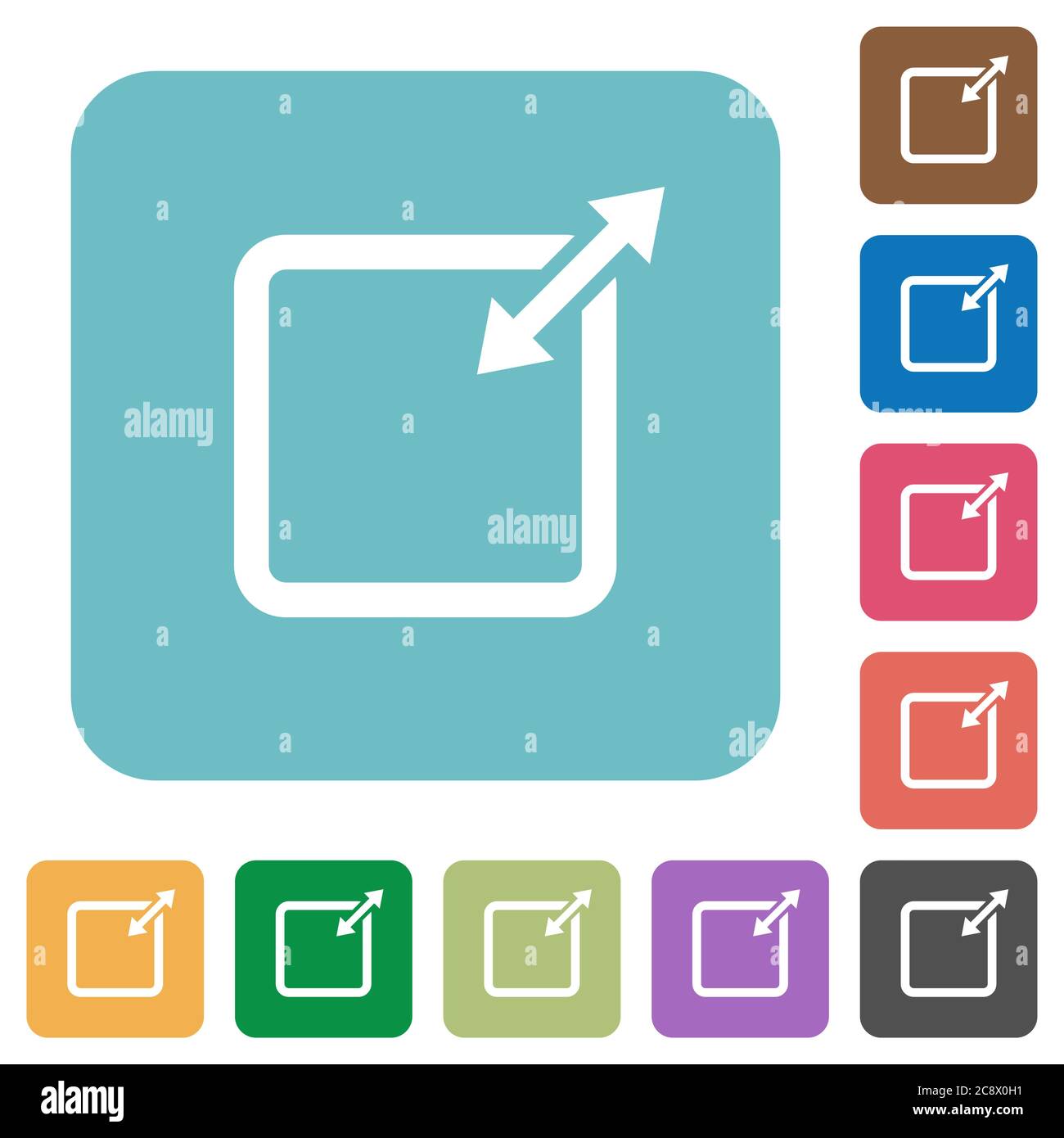 Flat adjust item size proportionally icons on rounded square color ...