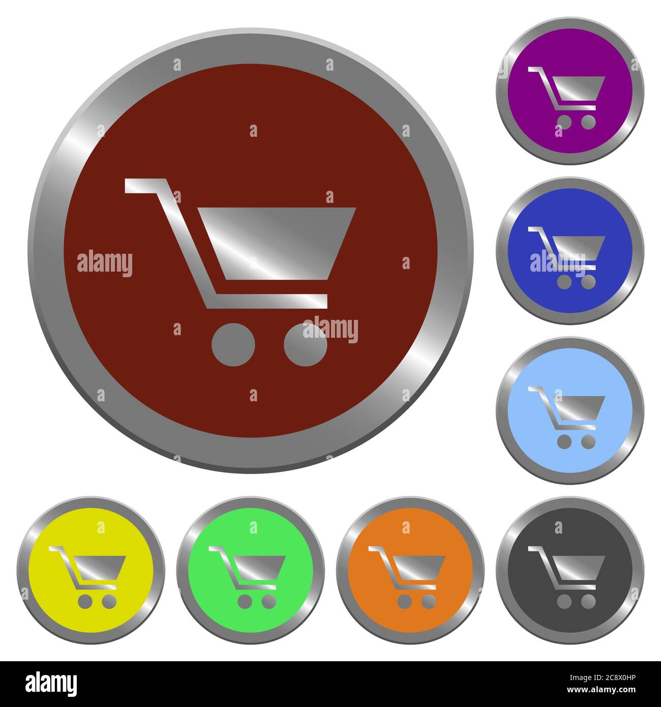 Set of color glossy coin-like empty shopping cart buttons Stock Vector ...