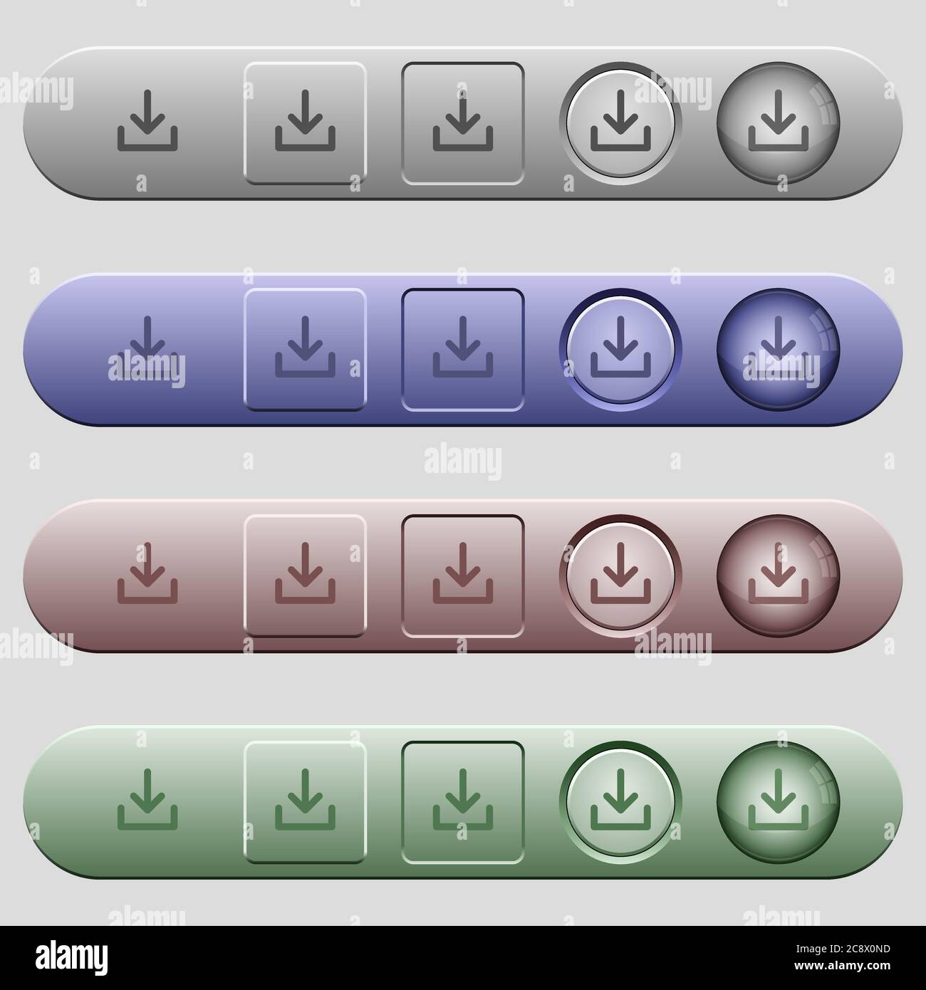 Download icons on rounded horizontal menu bars in different colors and