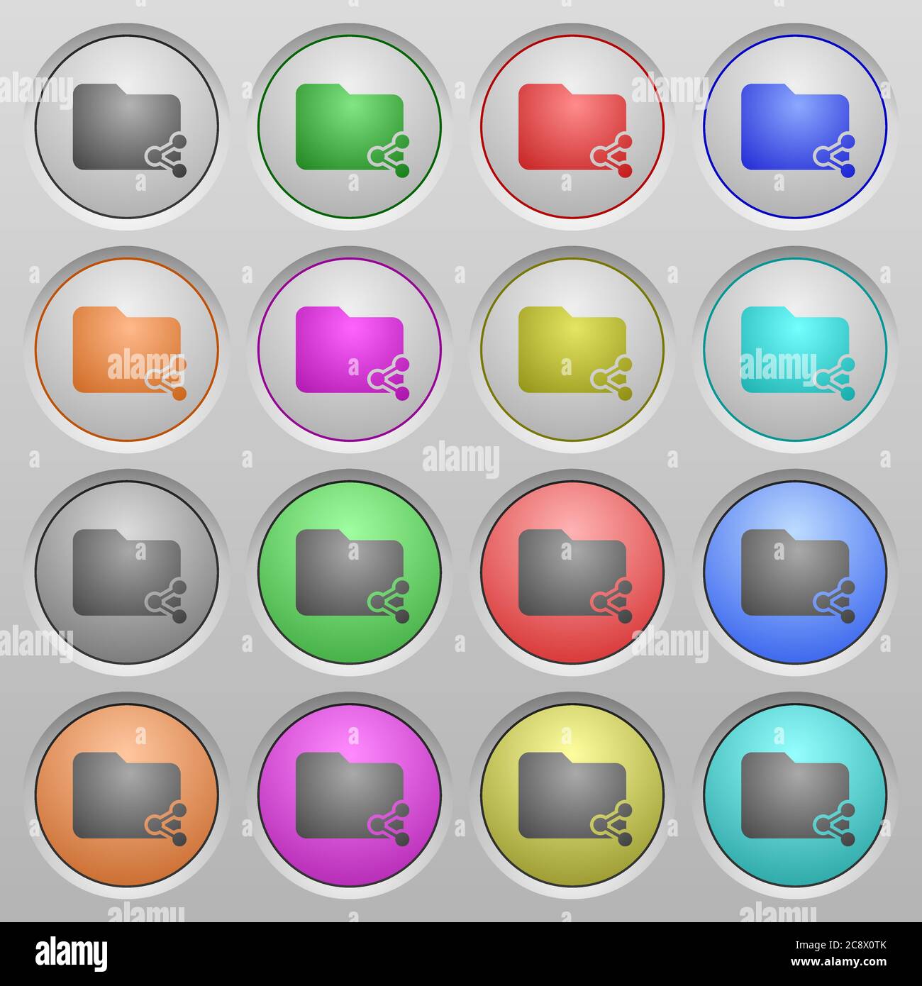 Set of share folder plastic sunk spherical buttons. Stock Vector