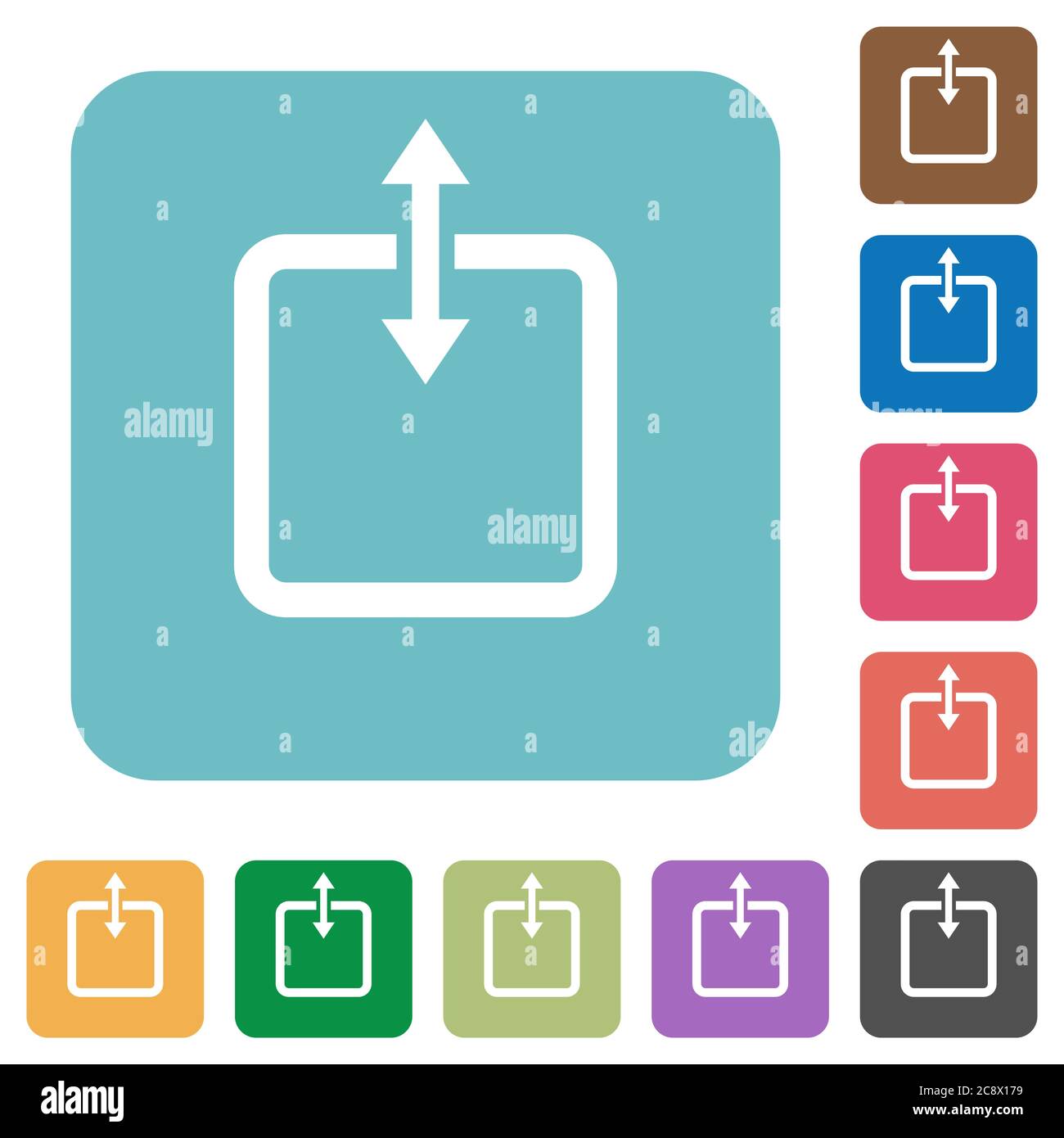 Flat adjust item height icons on rounded square color backgrounds. Stock Vector