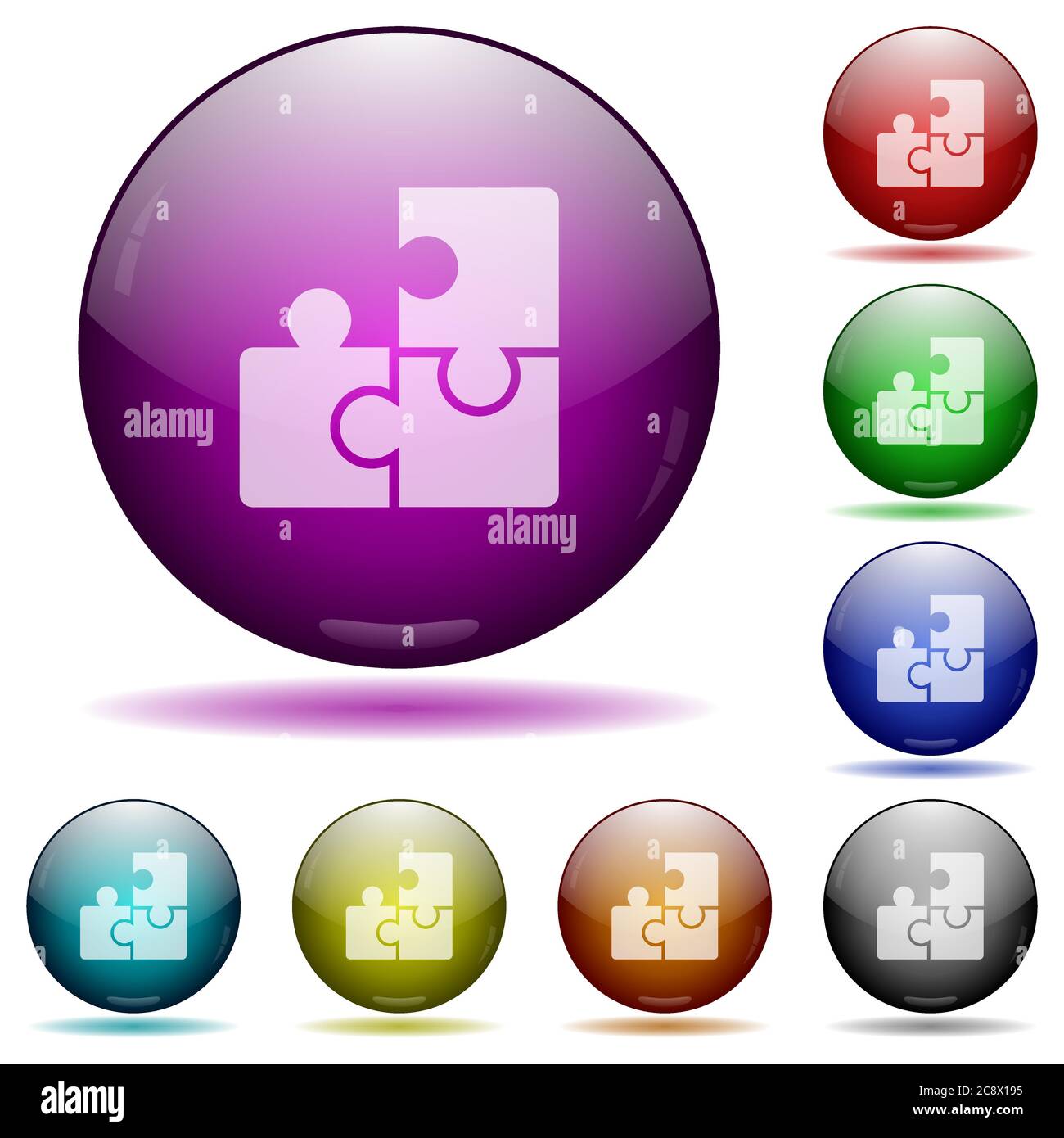 Set of color puzzle glass sphere buttons with shadows Stock Vector ...