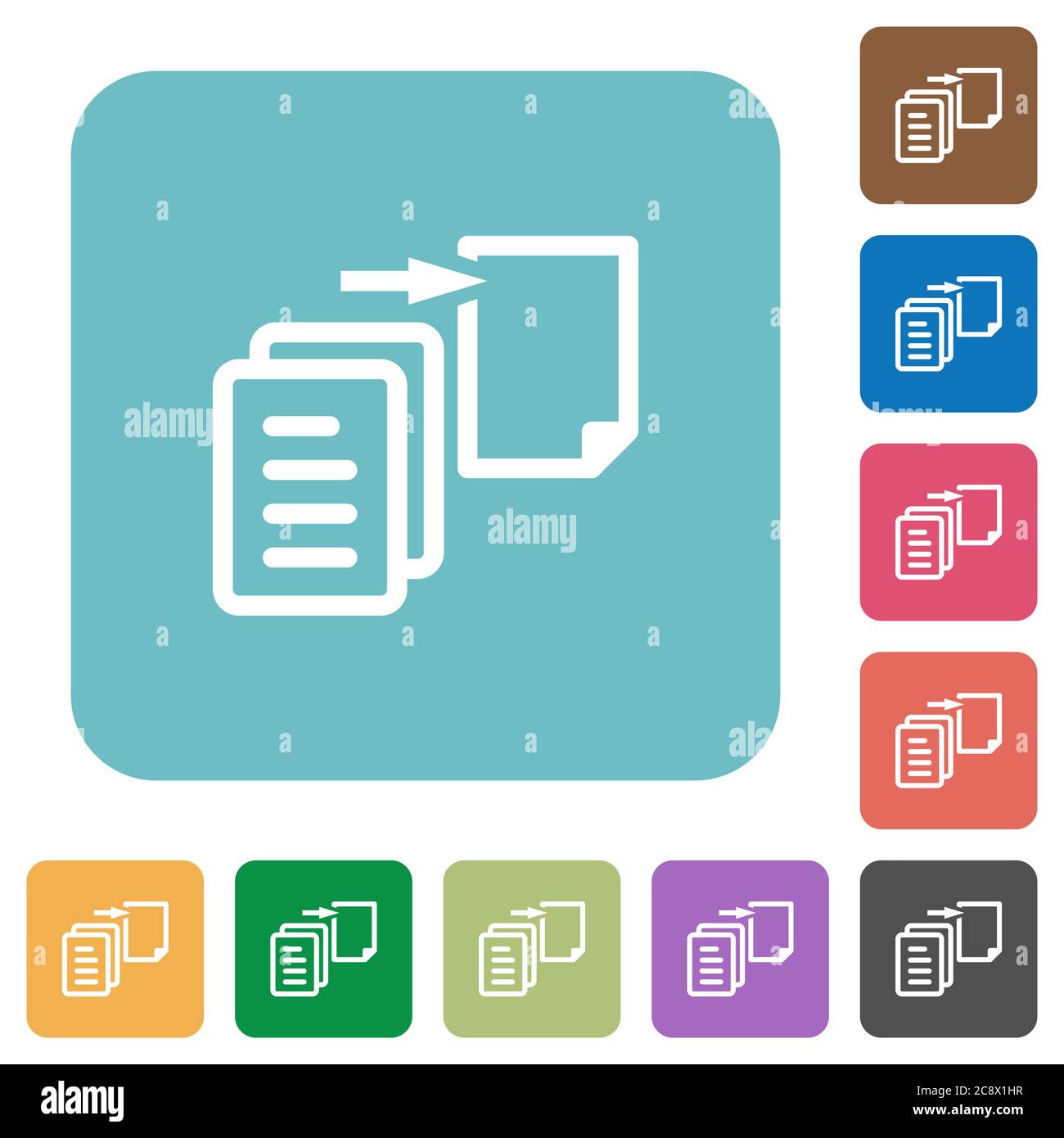Flat move file icons on rounded square color backgrounds Stock Vector ...