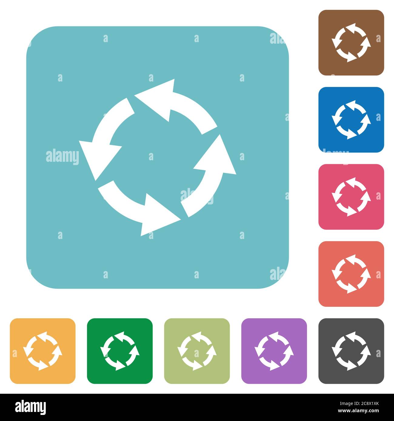 Flat rotate left icons on rounded square color backgrounds Stock Vector ...