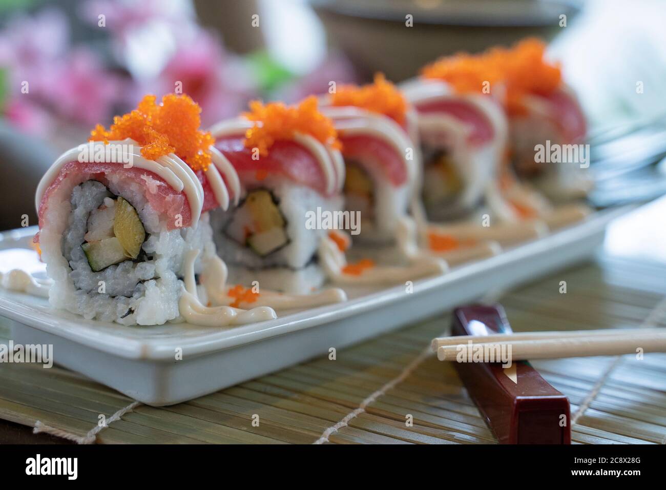 Cropped Image Sushi At Table. Stock Photo