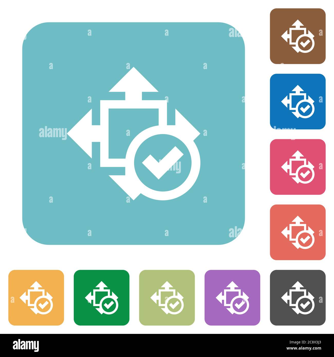 Flat accept size icons on rounded square color backgrounds Stock Vector ...