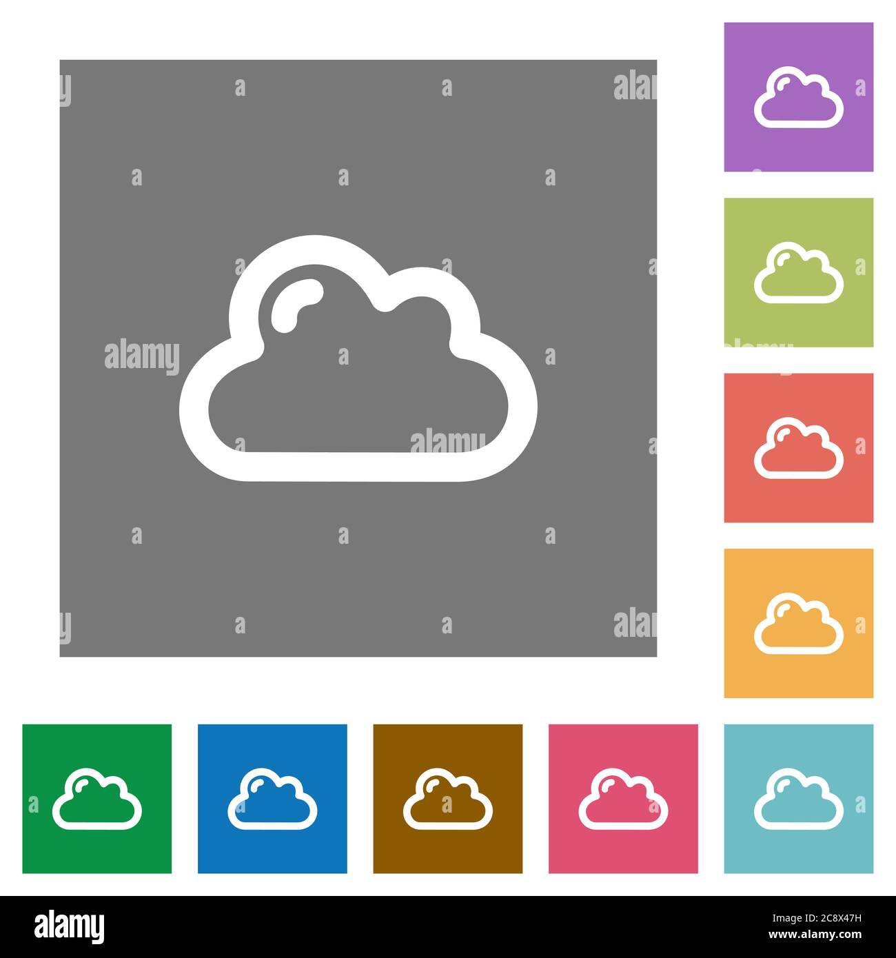 Cloud flat icon set on color square background Stock Vector Image & Art ...