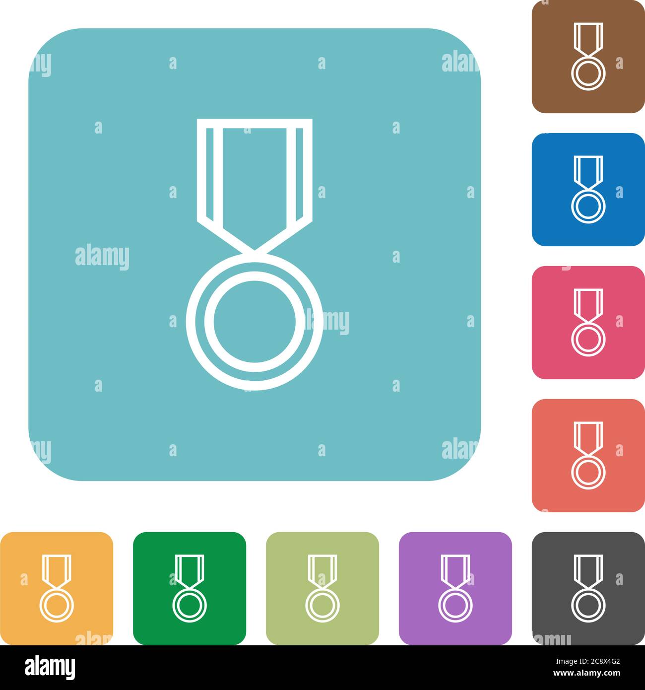 Flat medal icons on rounded square color backgrounds Stock Vector Image ...