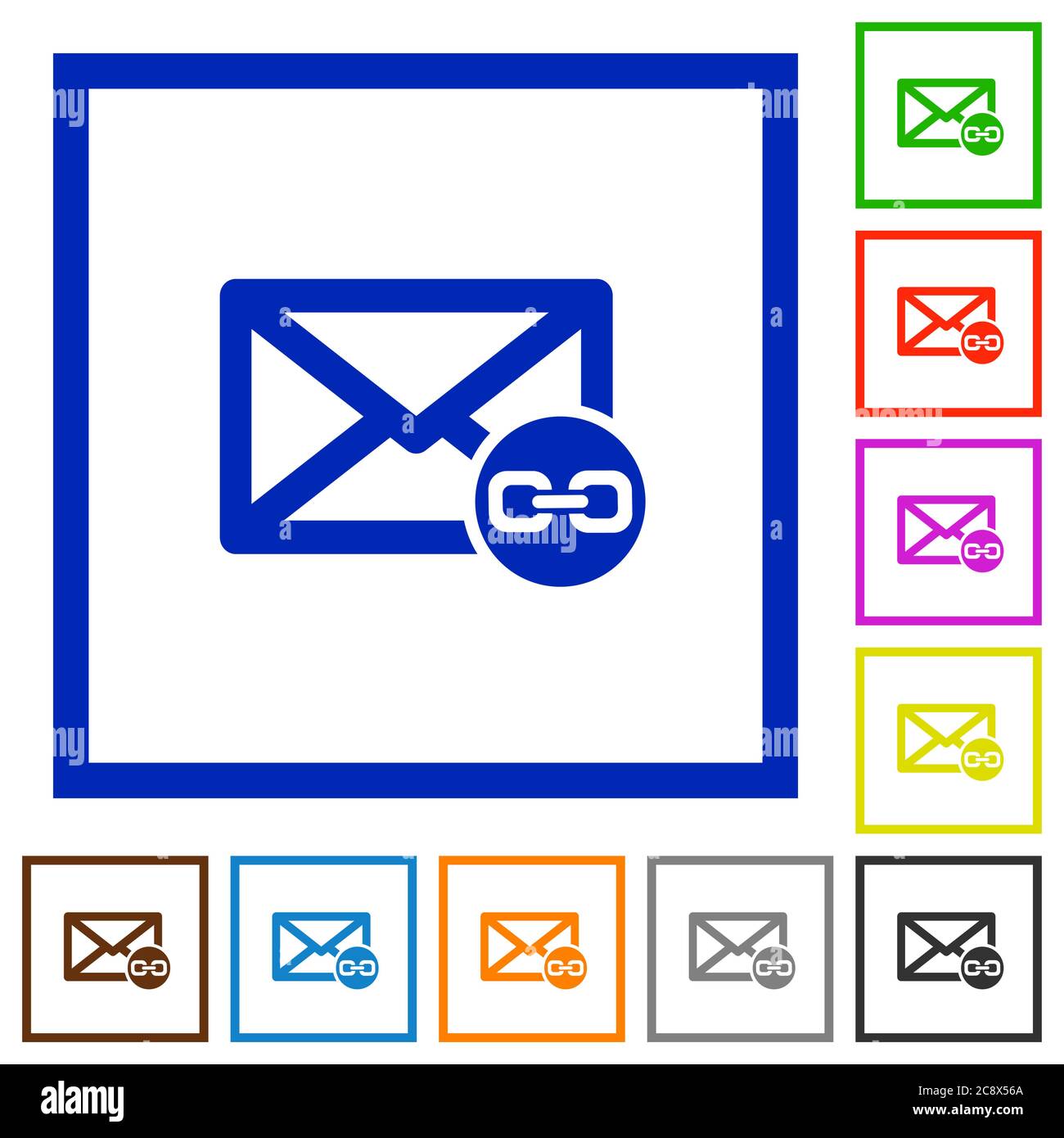 Set of color square framed Mail attachment flat icons Stock Vector ...