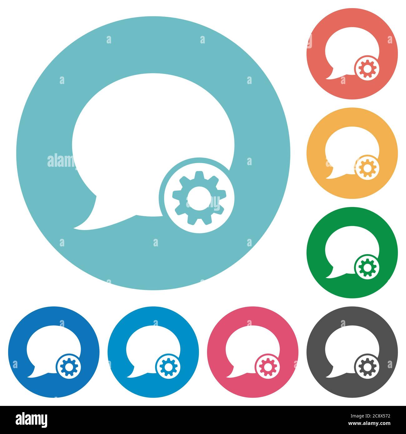 Flat blog comment settings icon set on round color background Stock ...