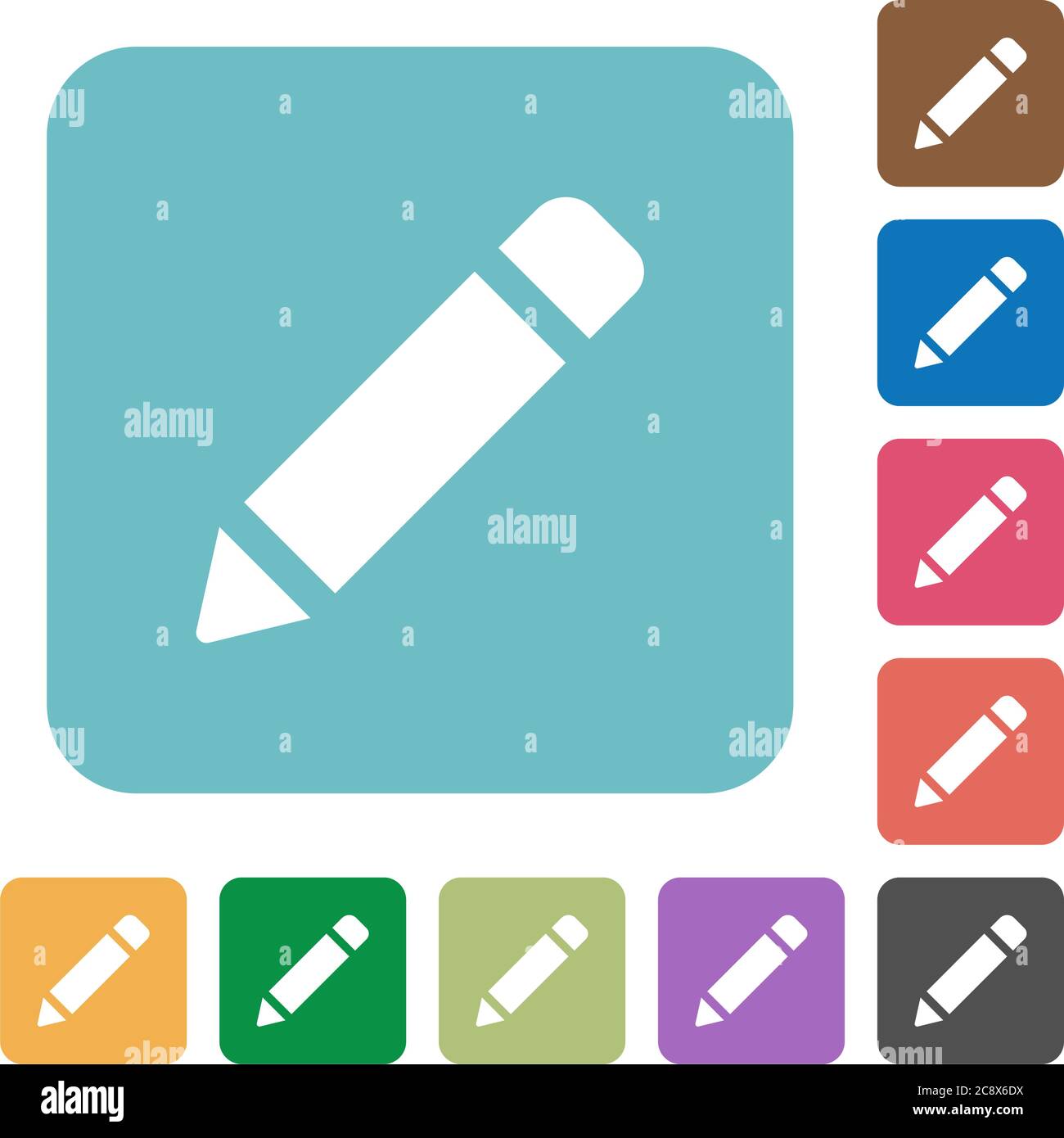 Flat pencil icons on rounded square color backgrounds Stock Vector ...