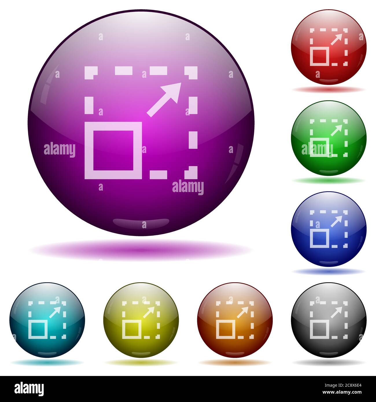 Set of color maximize element glass sphere buttons with shadows Stock ...