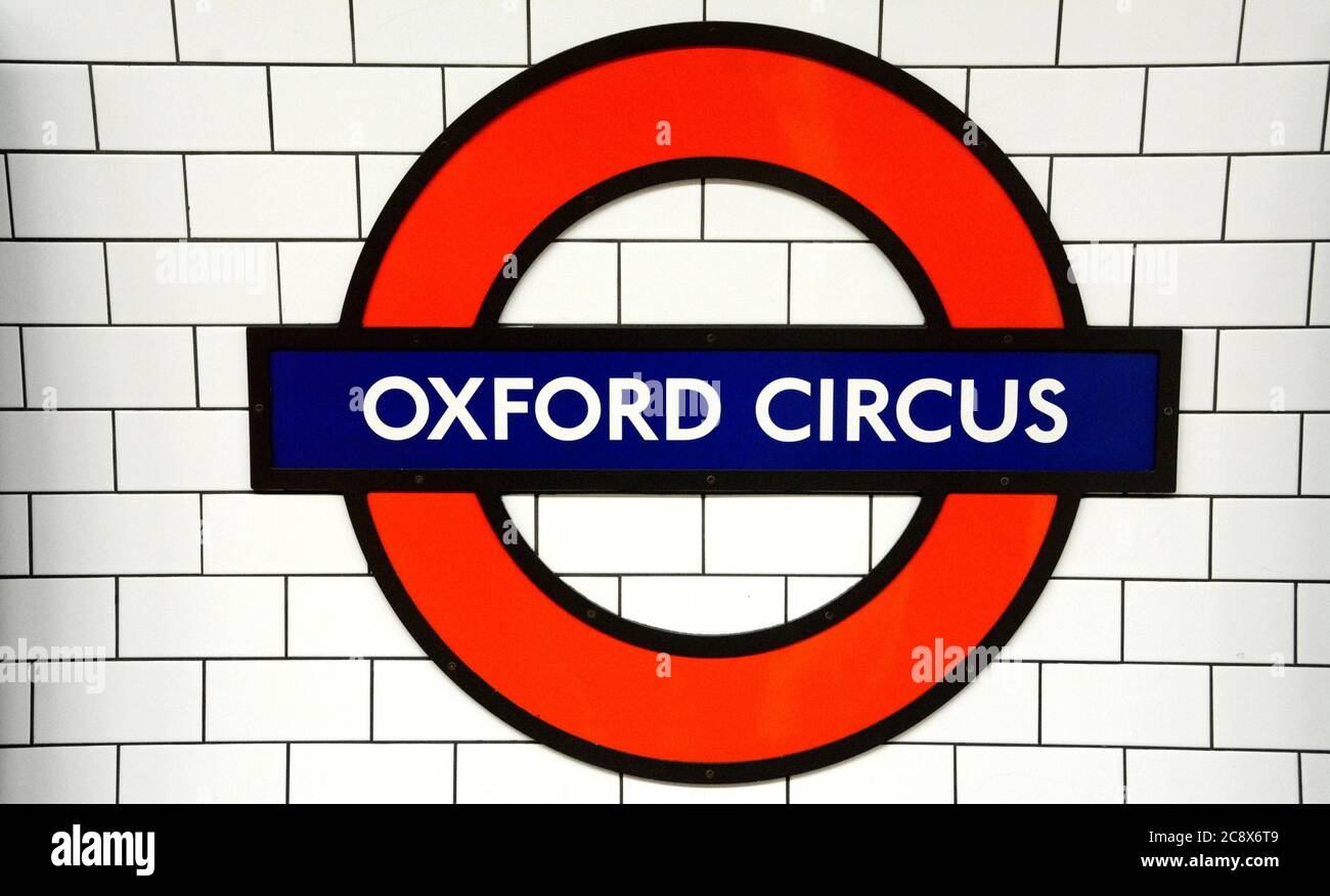 Oxford Circus is a famous London subway station that is very popular and where you can often hear good music played by excellent street musicians. Stock Photo