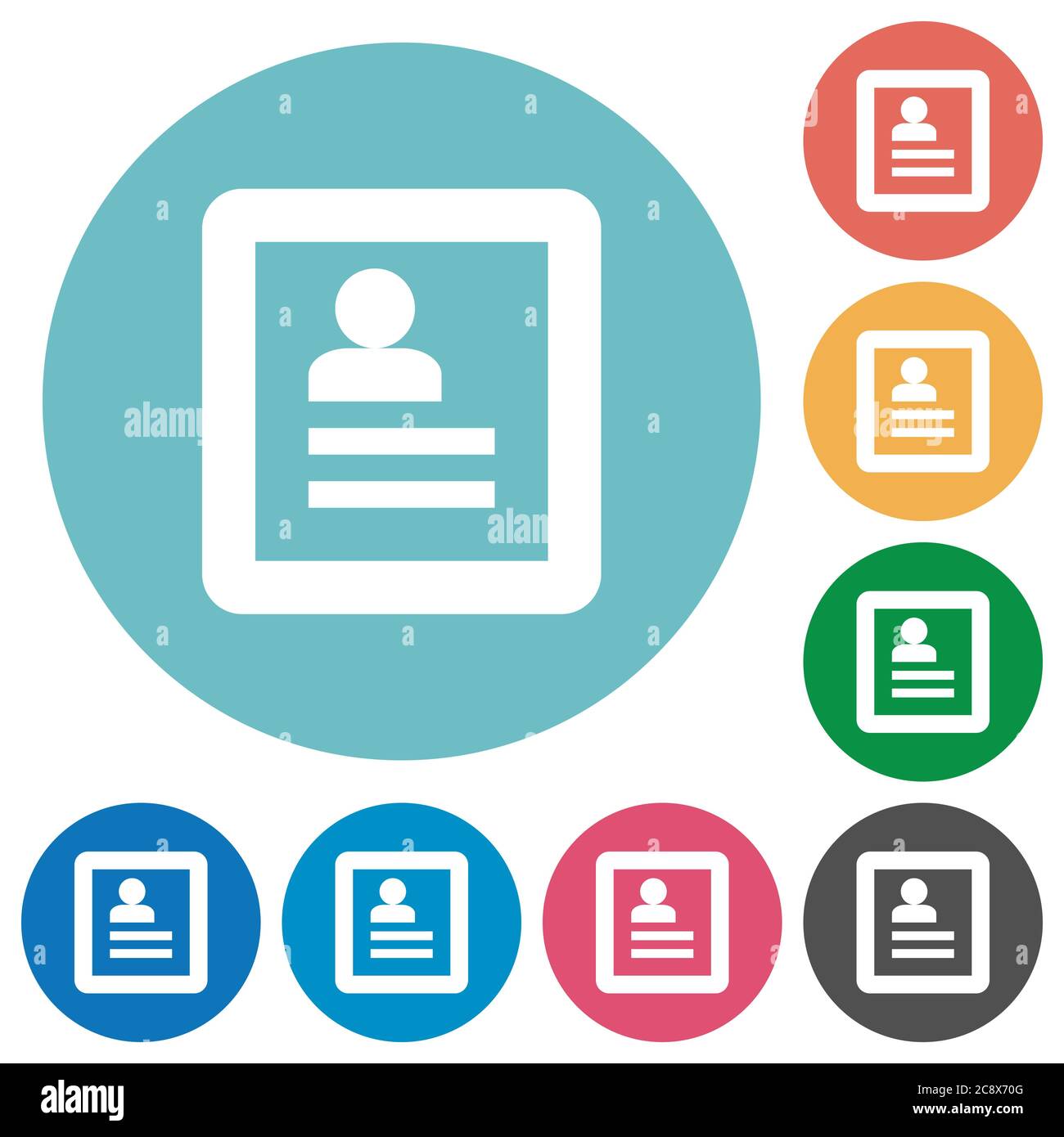 Flat user profile icon set on round color background Stock Vector Image ...