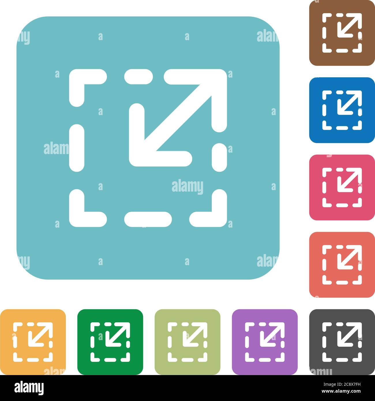 Flat resize element icons on rounded square color backgrounds Stock ...
