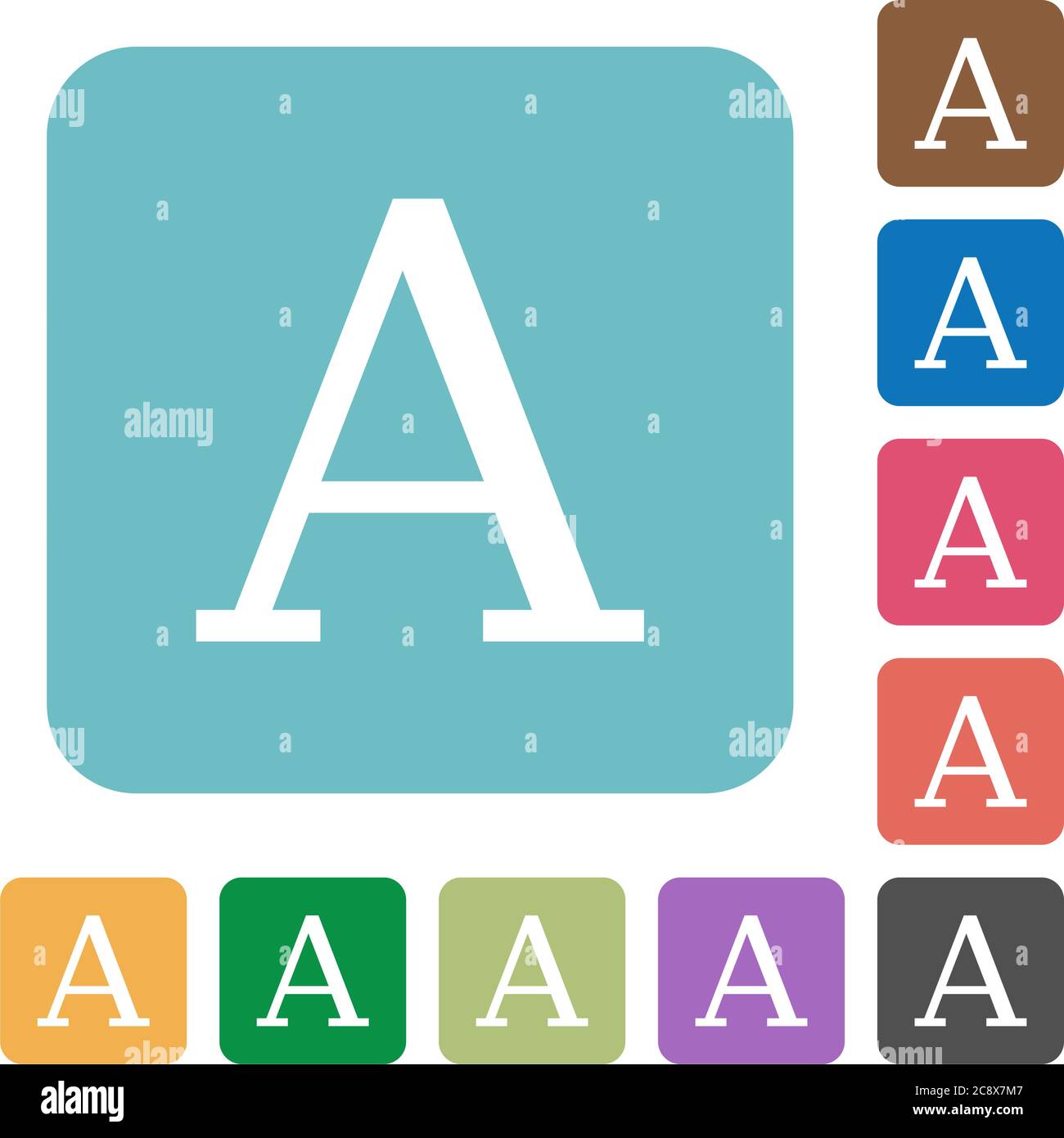Flat Font icons on rounded square color backgrounds Stock Vector Image ...