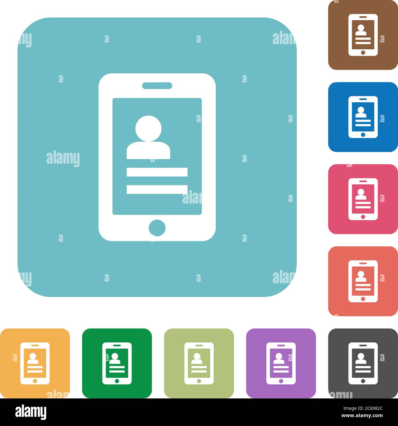 Flat mobile contacts icons on rounded square color backgrounds Stock ...