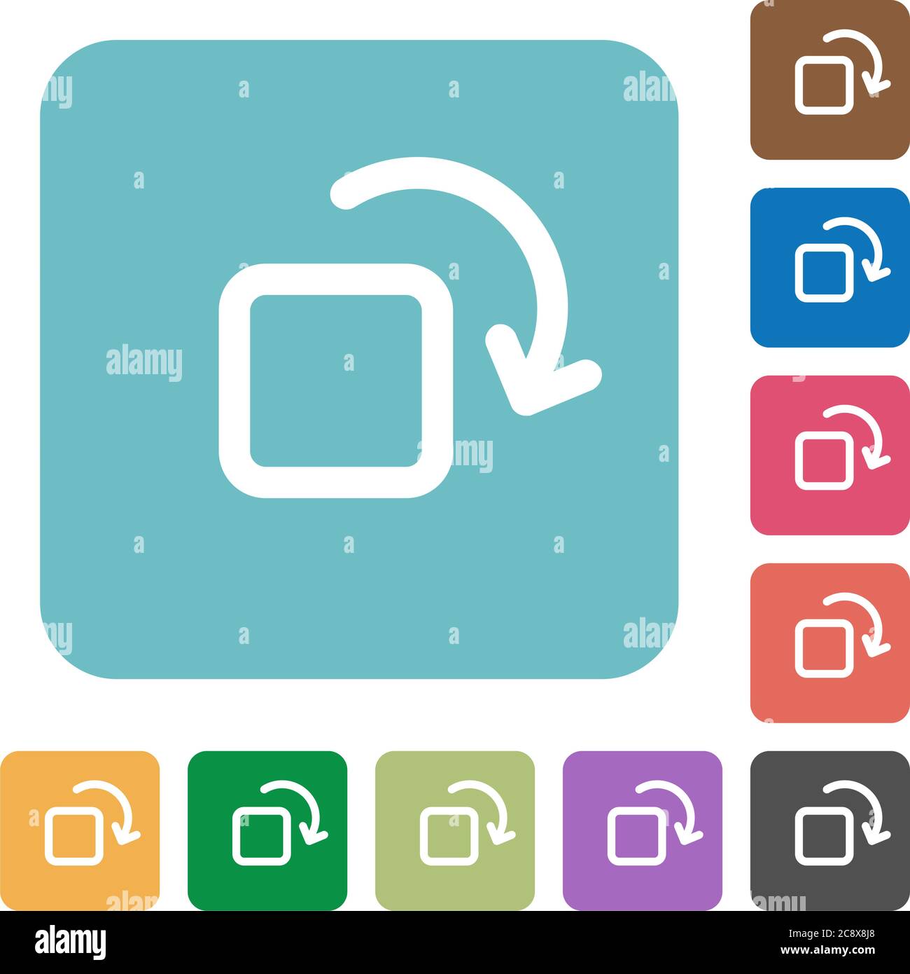 Flat rotate element icons on rounded square color backgrounds Stock ...